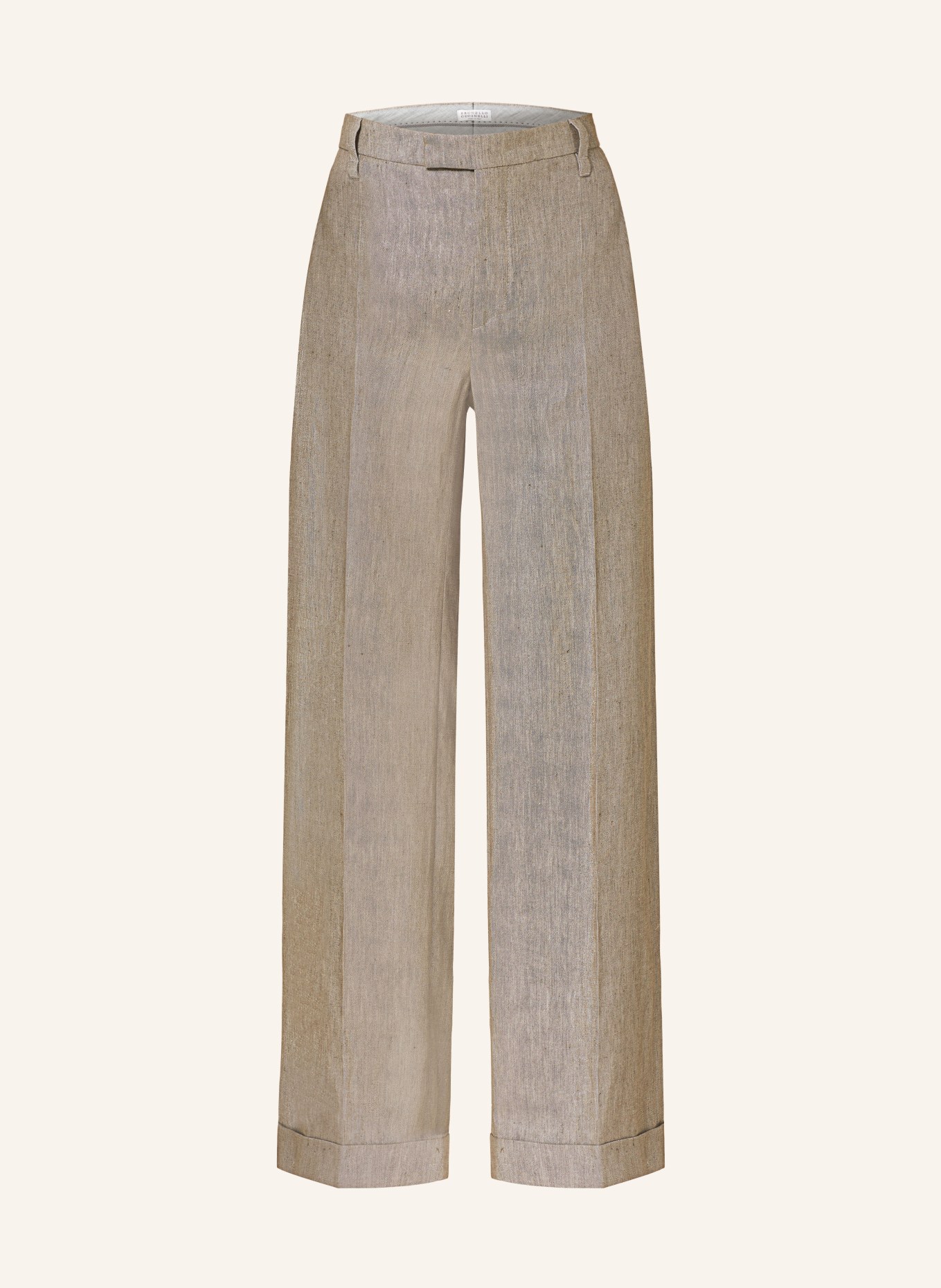 BRUNELLO CUCINELLI Spodnie marlena z lnu, Kolor: JASNOBRĄZOWY (Obrazek 1)