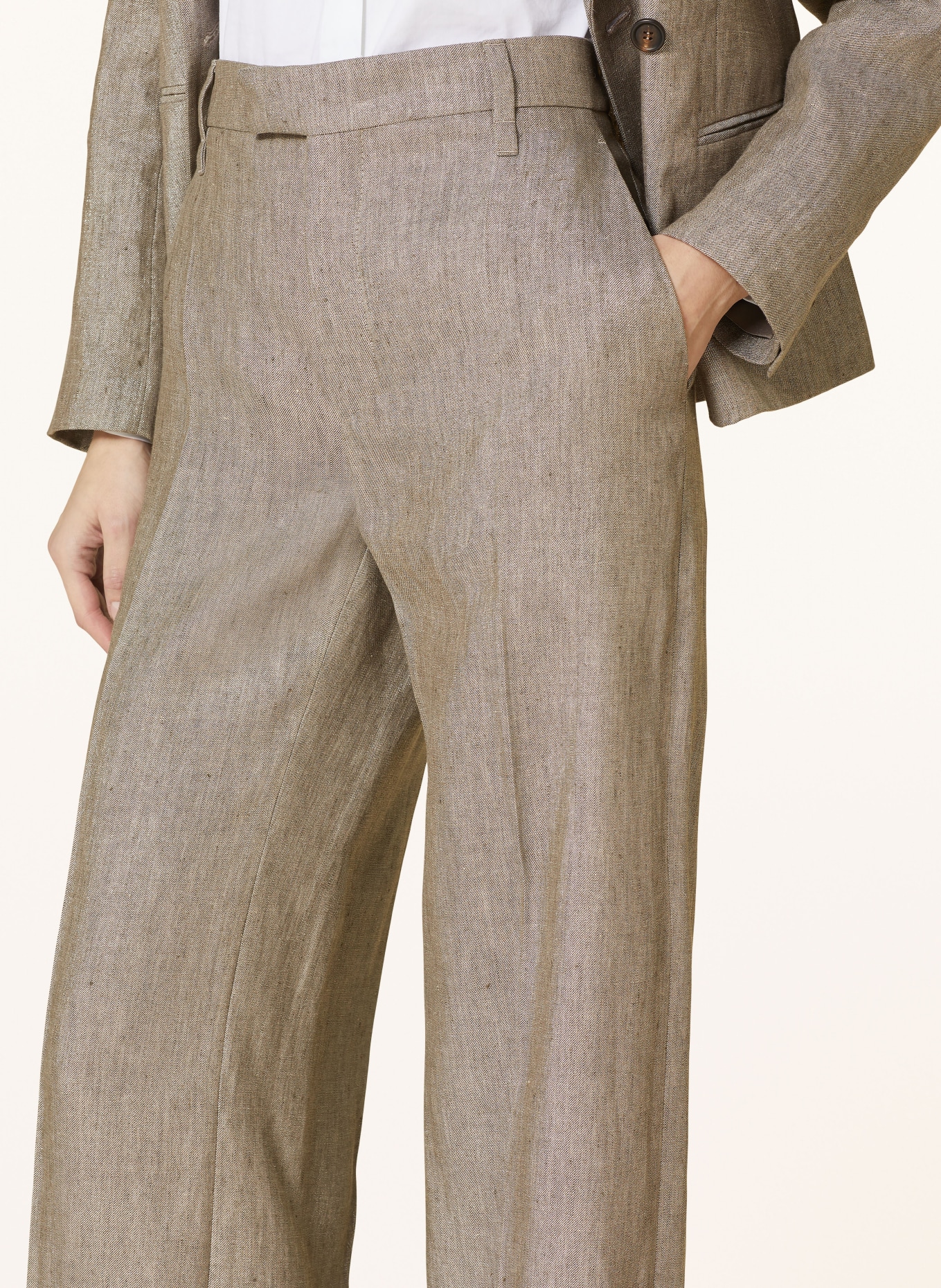 BRUNELLO CUCINELLI Spodnie marlena z lnu, Kolor: JASNOBRĄZOWY (Obrazek 5)