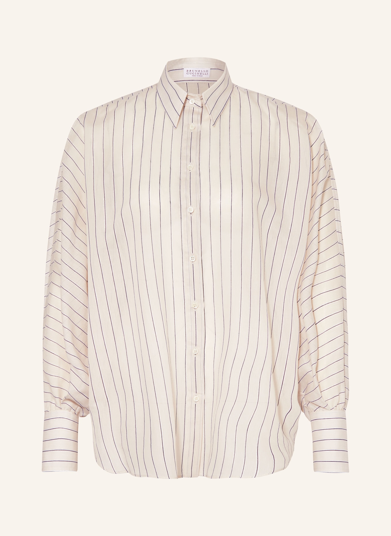 BRUNELLO CUCINELLI Shirt blouse with glitter thread, Color: NUDE/ BLACK/ GOLD (Image 1)