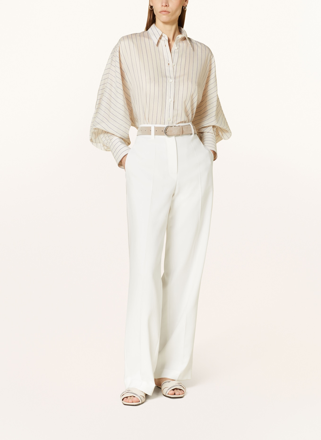 BRUNELLO CUCINELLI Shirt blouse with glitter thread, Color: NUDE/ BLACK/ GOLD (Image 2)