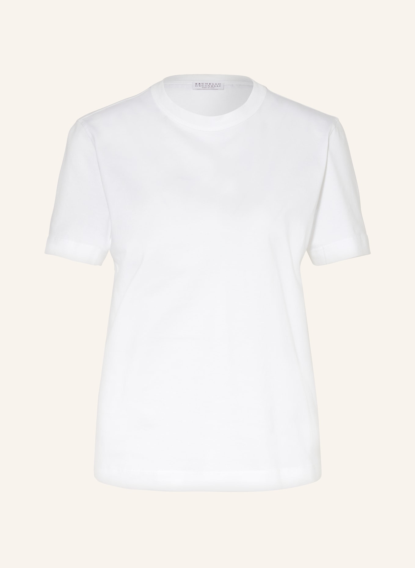 BRUNELLO CUCINELLI T-shirt z obszyciem ozdobnymi kamykami, Kolor: BIAŁY (Obrazek 1)