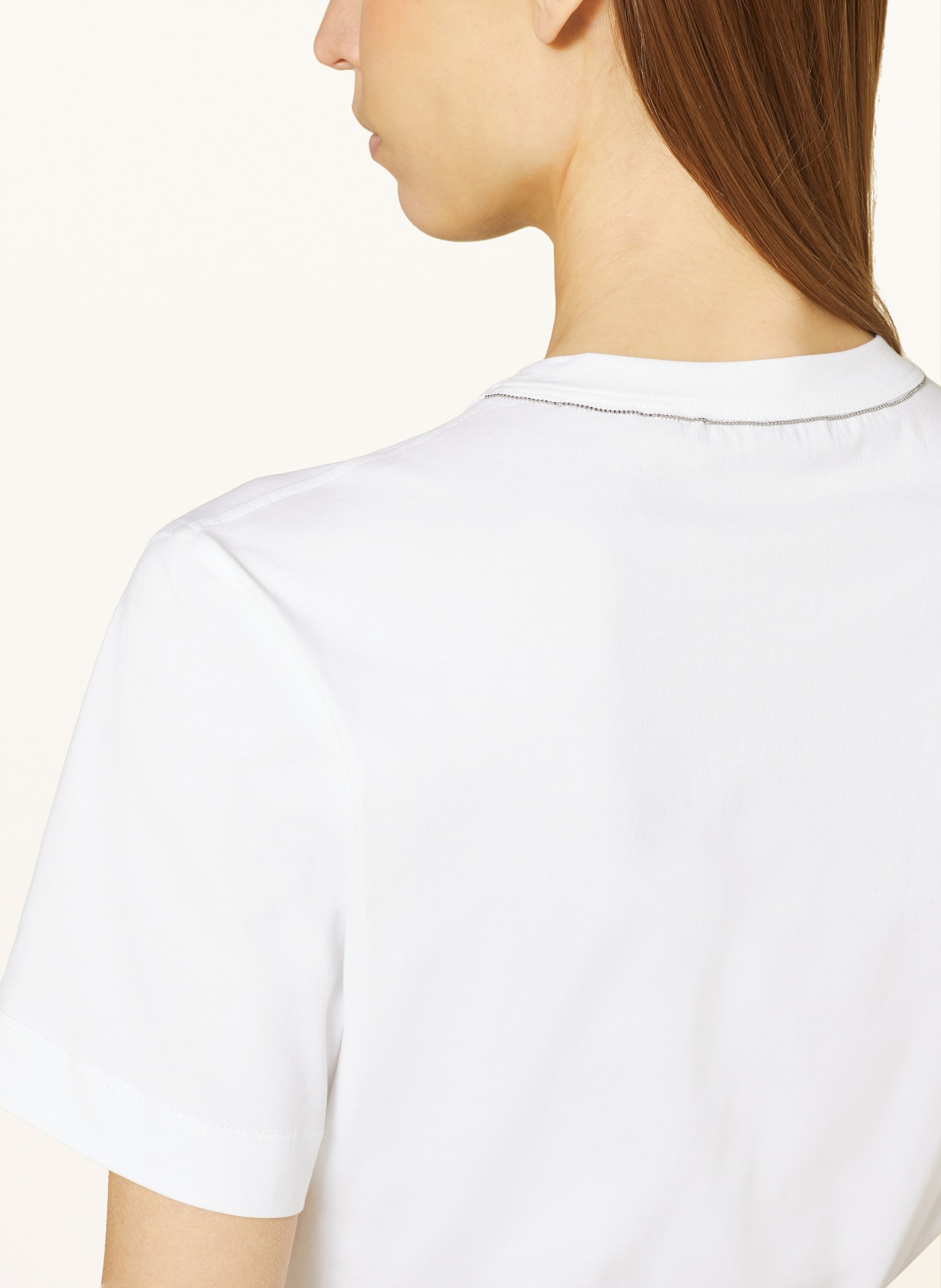BRUNELLO CUCINELLI T-Shirt mit Schmucksteinen, Farbe: WEISS (Bild 4)