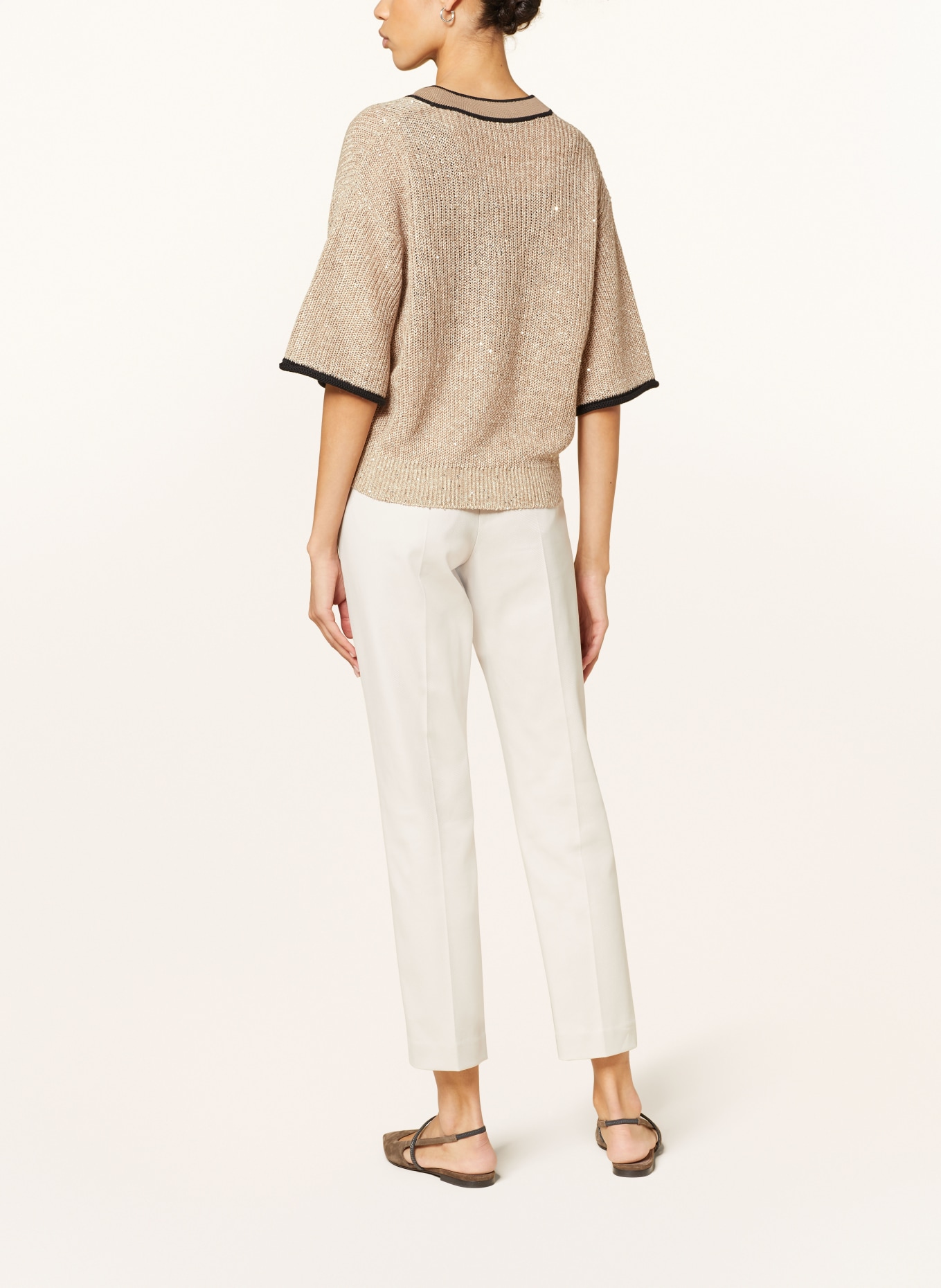 BRUNELLO CUCINELLI Cardigan made of linen with sequins, Color: CAMEL/ BLACK (Image 3)