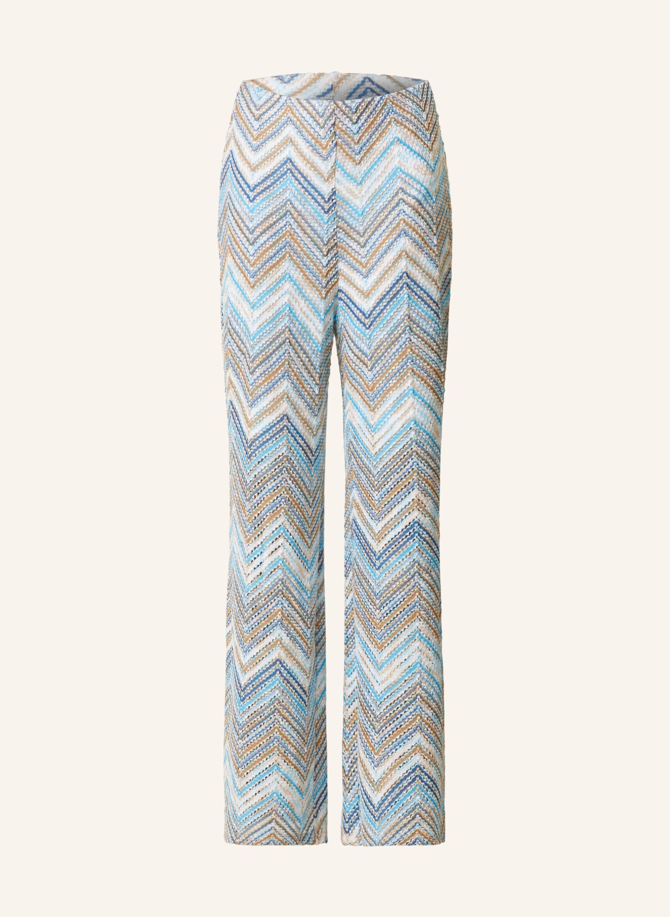 s.Oliver BLACK LABEL Knit trousers, Color: LIGHT BLUE/ WHITE/ BEIGE (Image 1)