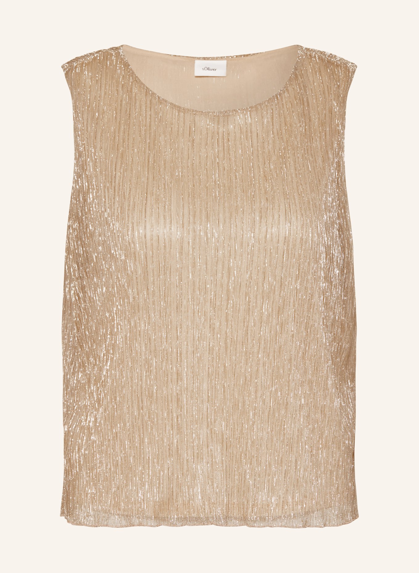 s.Oliver BLACK LABEL Mesh top with pleats and glitter thread, Color: LIGHT BROWN (Image 1)