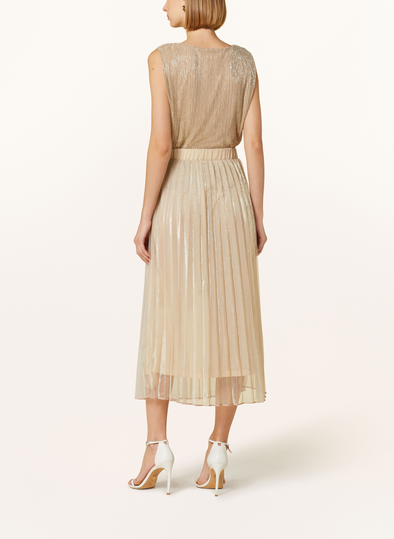 s.Oliver BLACK LABEL Pleated skirt with glitter thread, Color: LIGHT BROWN (Image 3)