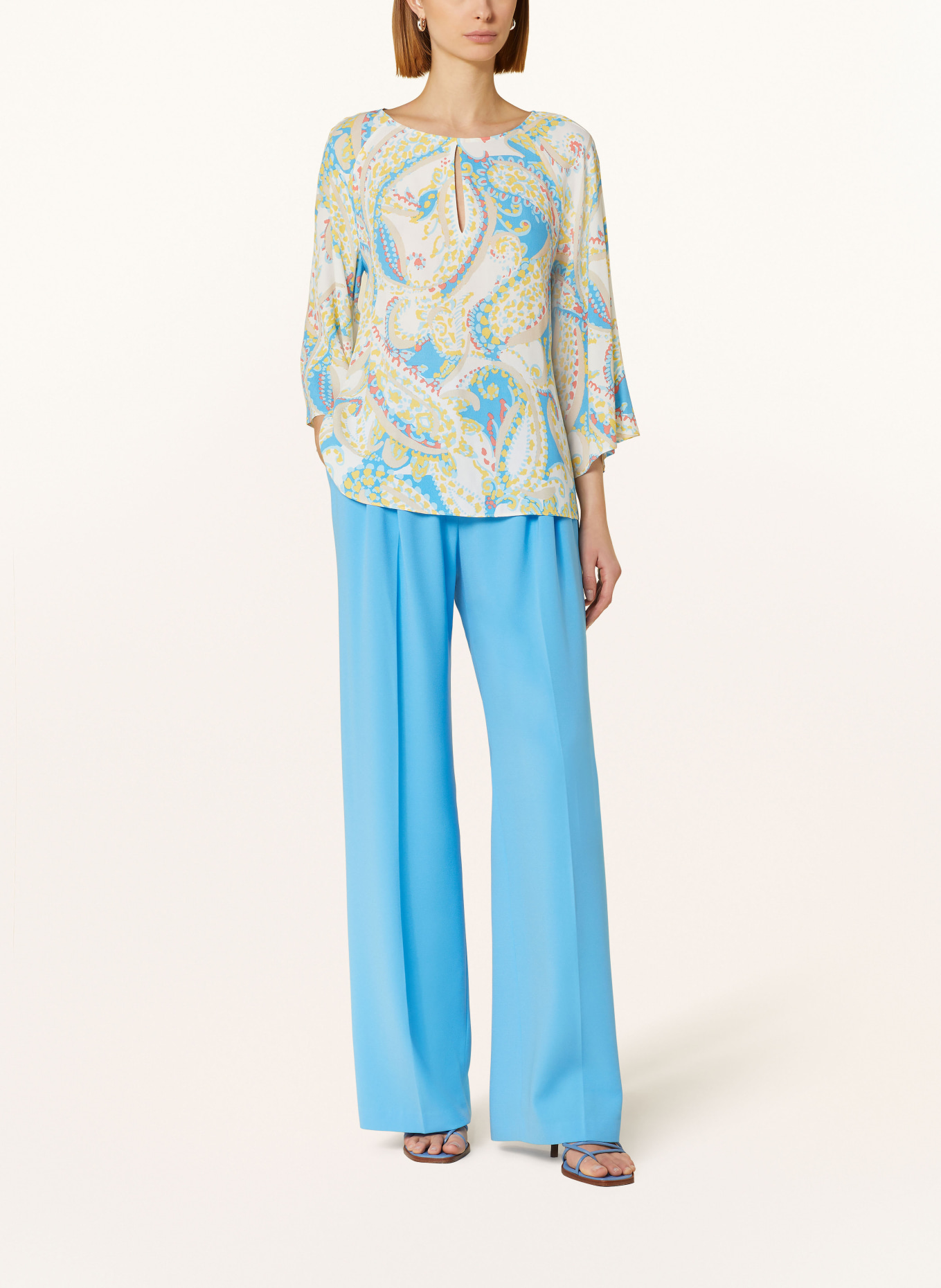 s.Oliver BLACK LABEL Shirt blouse with 3/4 sleeves, Color: LIGHT BLUE/ BEIGE/ YELLOW (Image 2)