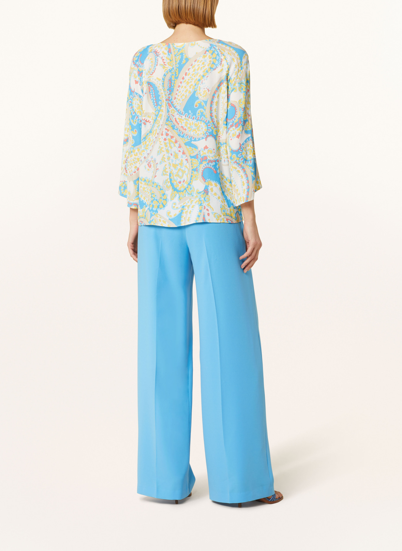 s.Oliver BLACK LABEL Shirt blouse with 3/4 sleeves, Color: LIGHT BLUE/ BEIGE/ YELLOW (Image 3)