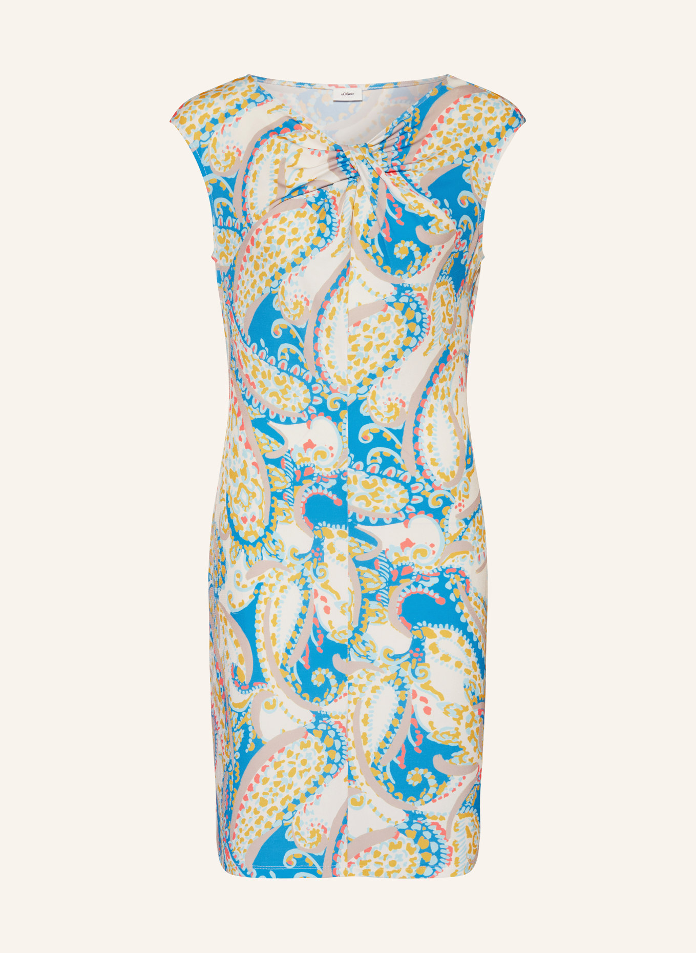 s.Oliver BLACK LABEL Jersey dress, Color: BEIGE/ LIGHT BLUE (Image 1)