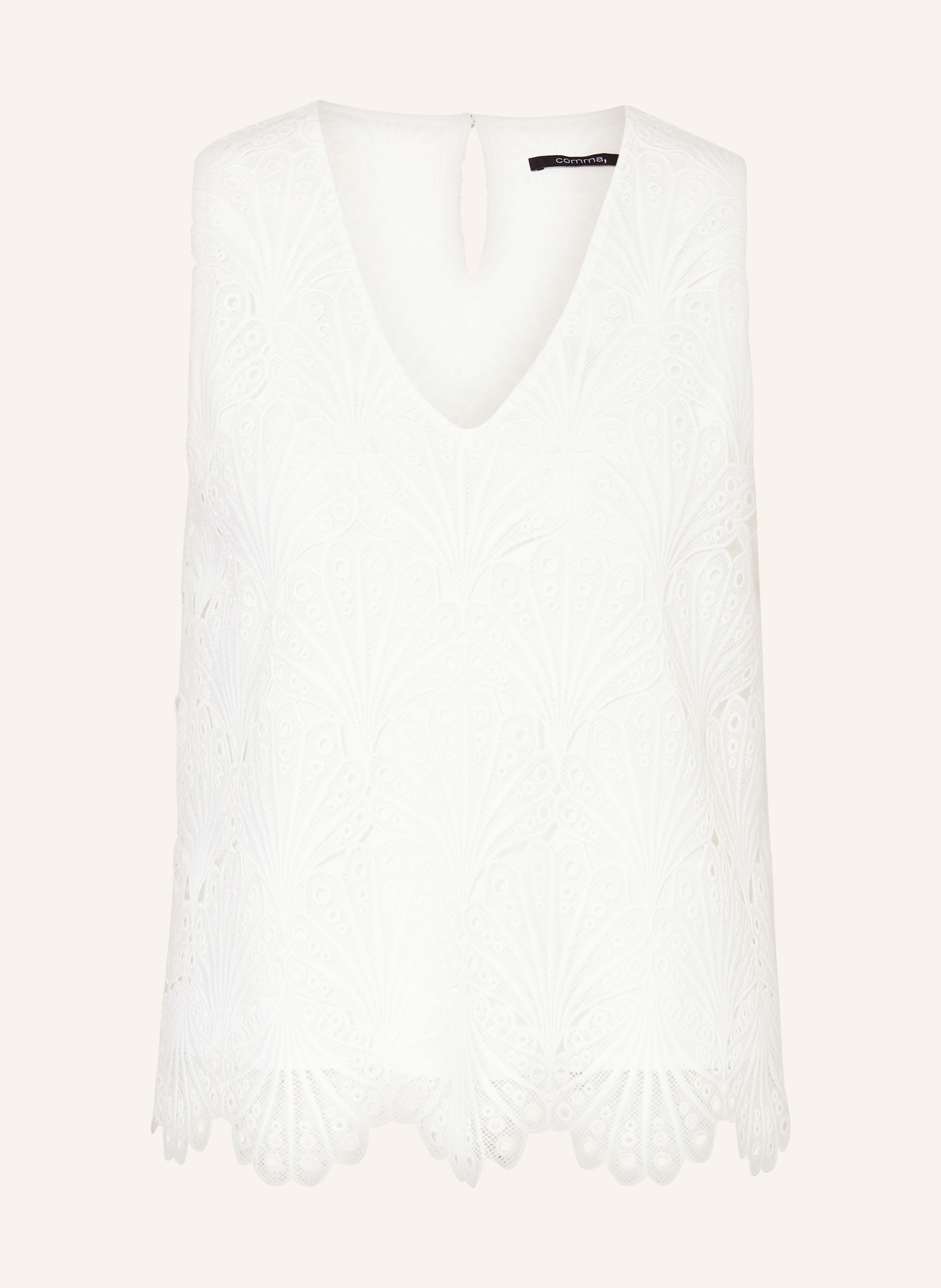 comma Blouse top made of broderie anglaise, Color: WHITE (Image 1)