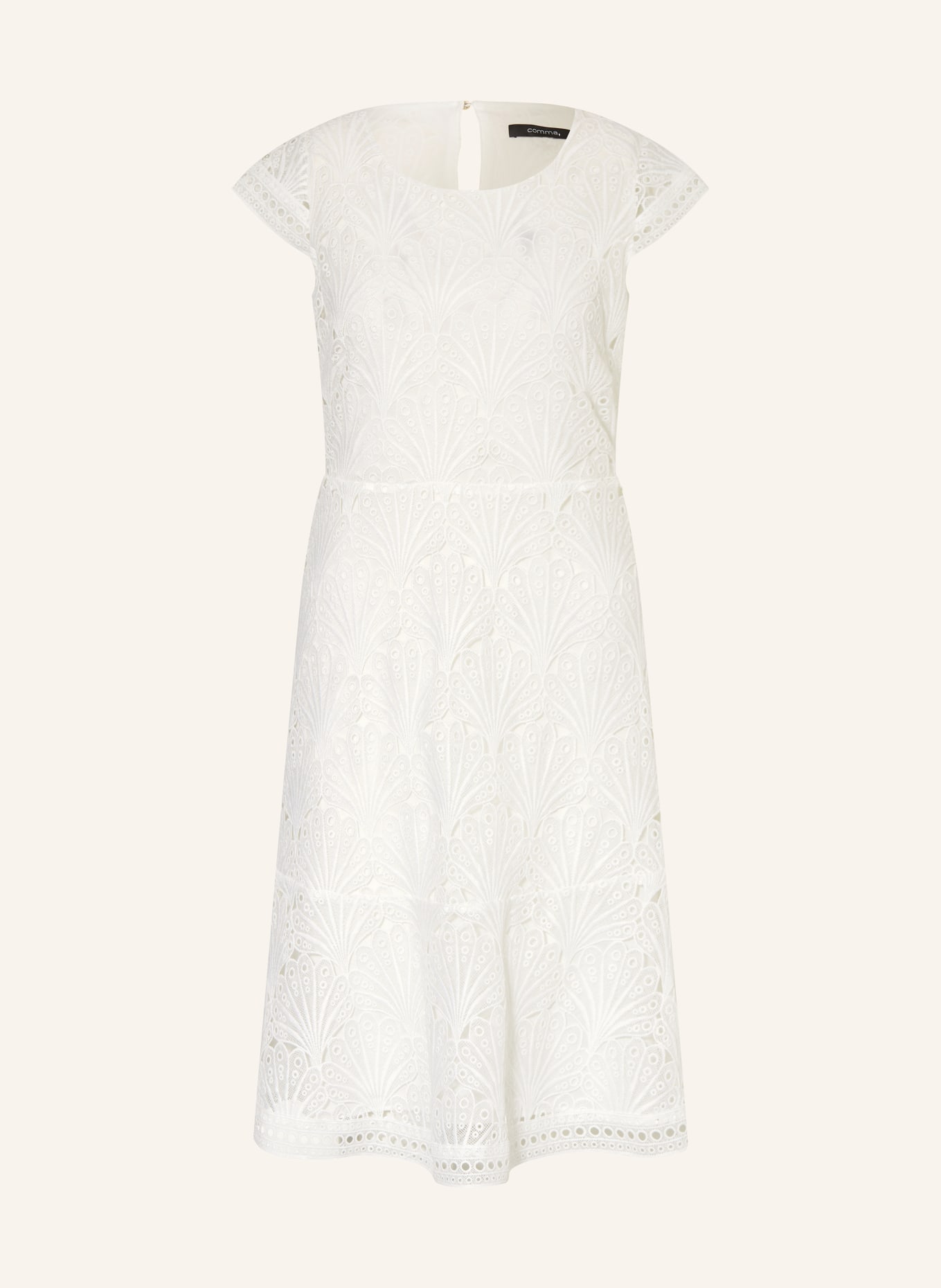 comma Dress with lace, Color: WHITE (Image 1)