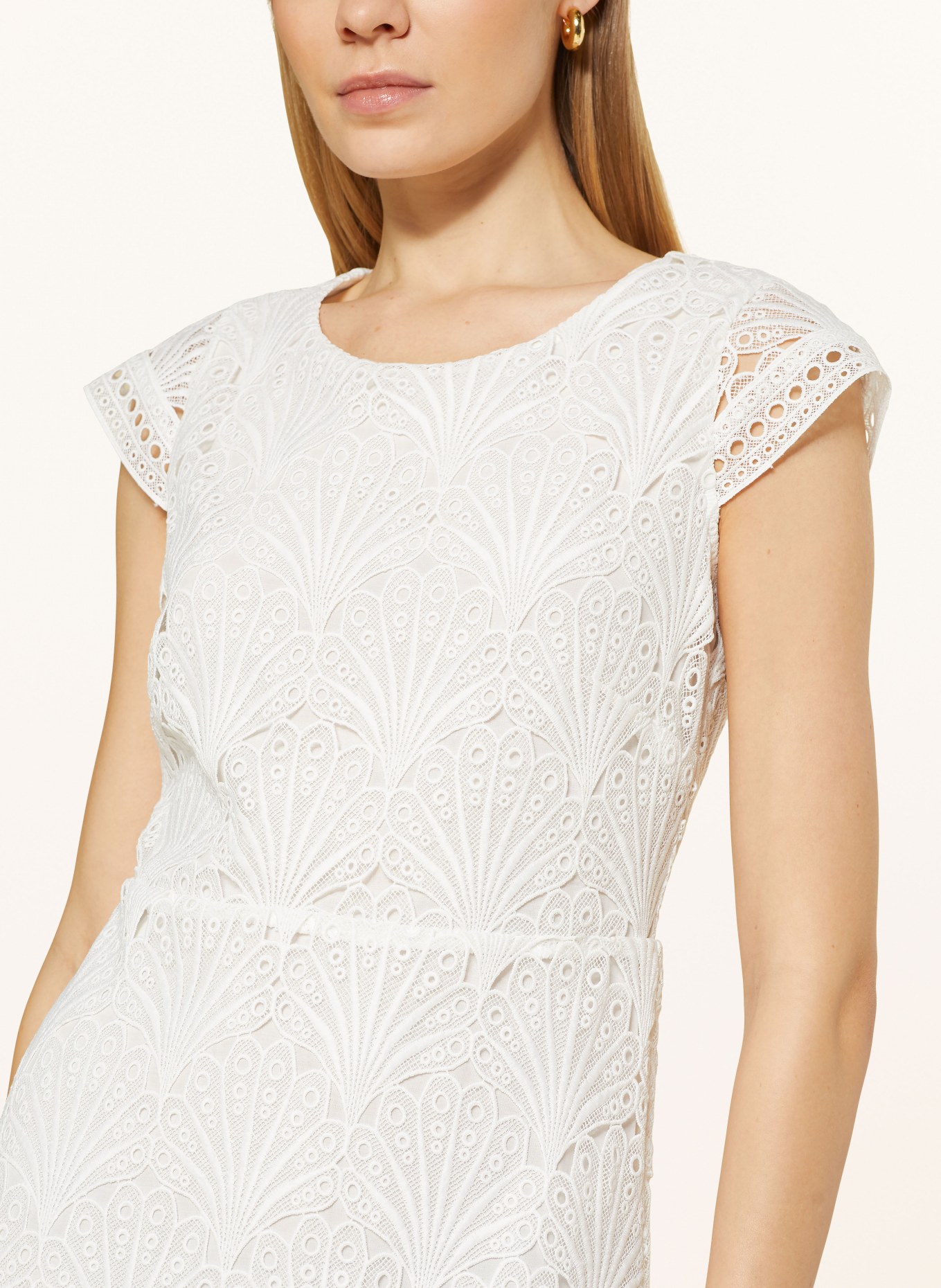comma Dress with lace, Color: WHITE (Image 4)
