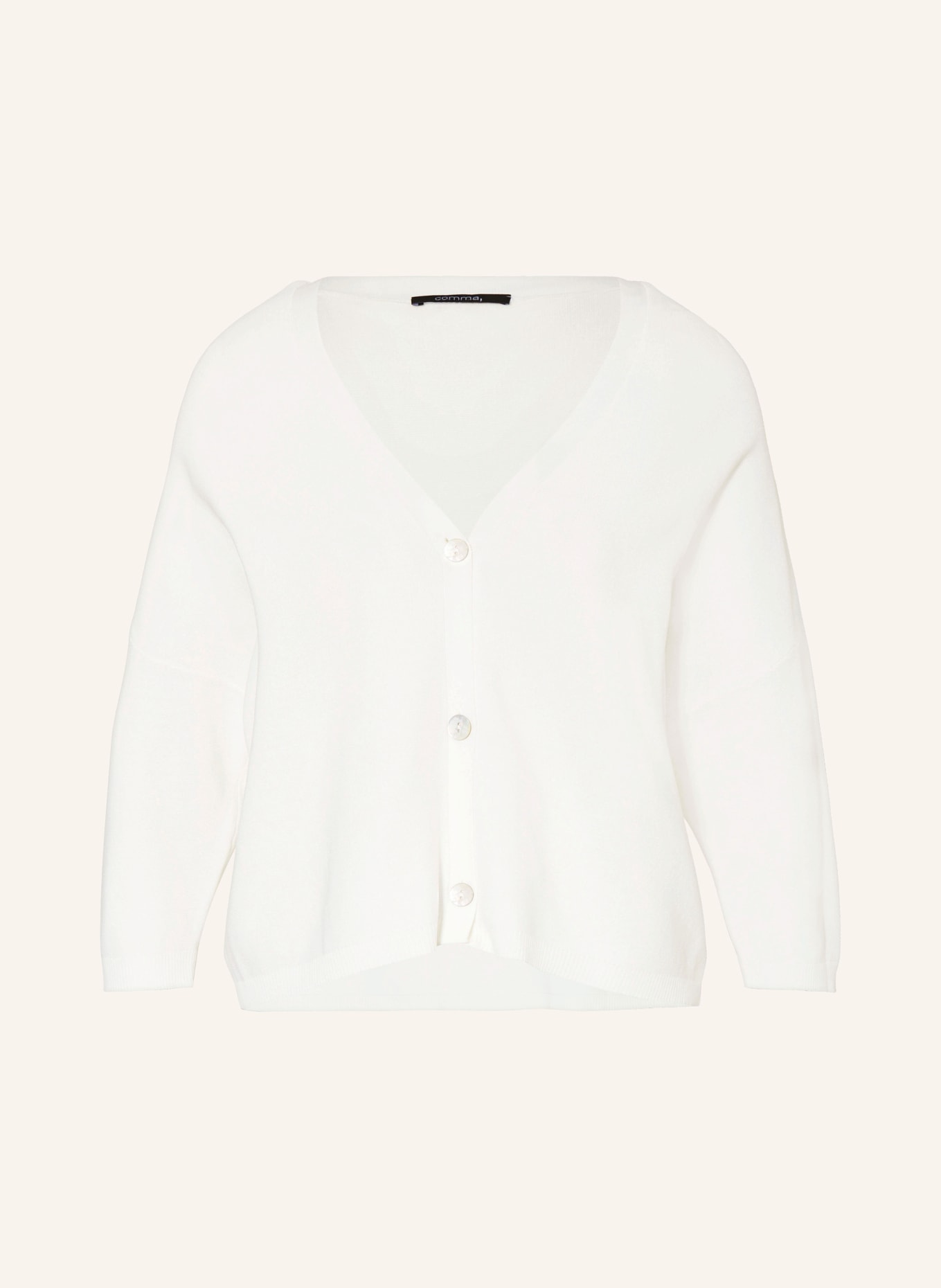 comma Cardigan with 3/4 sleeves, Color: WHITE (Image 1)