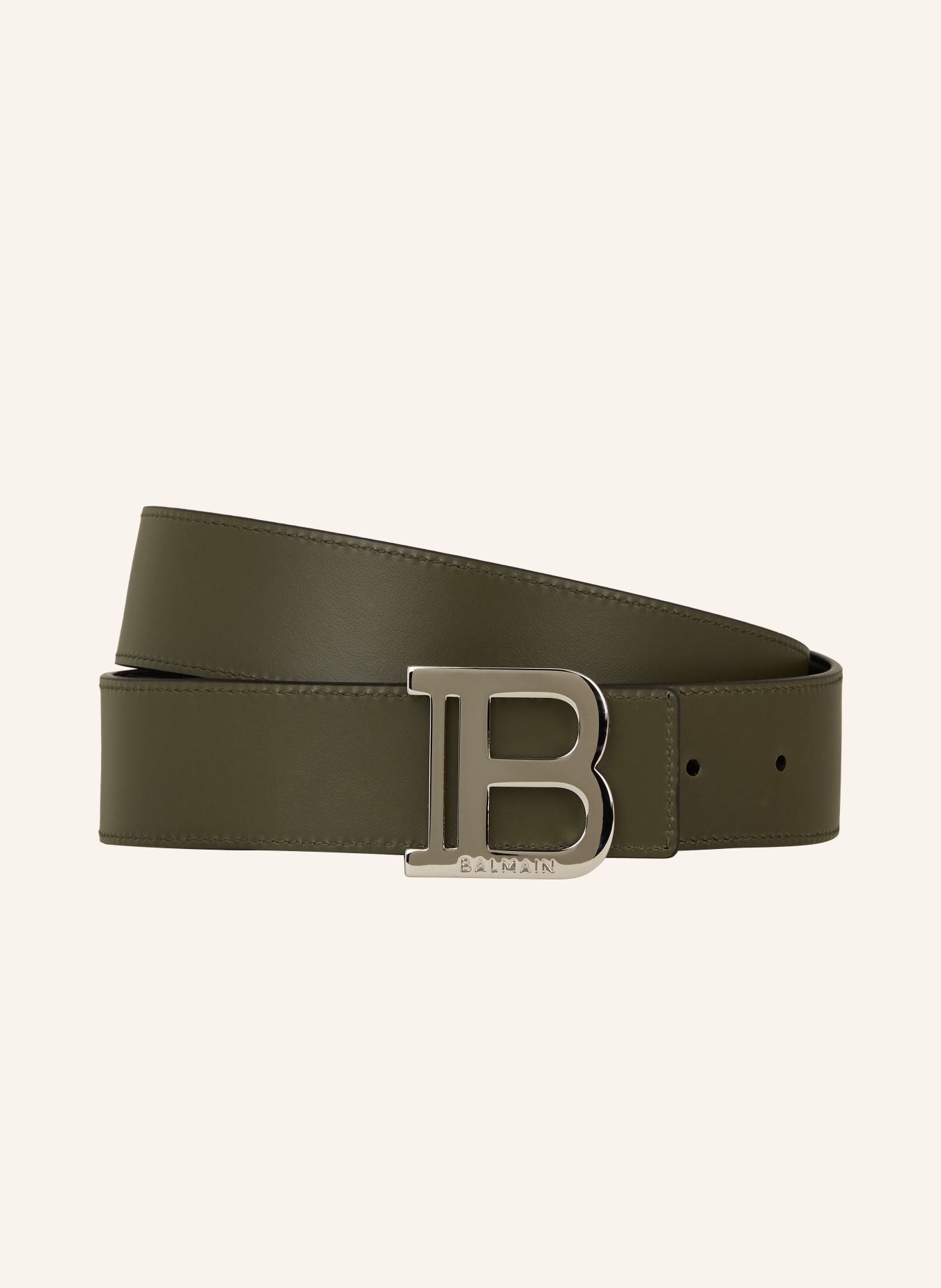 BALMAIN Reversible leather belt, Color: KHAKI/ BLACK (Image 2)