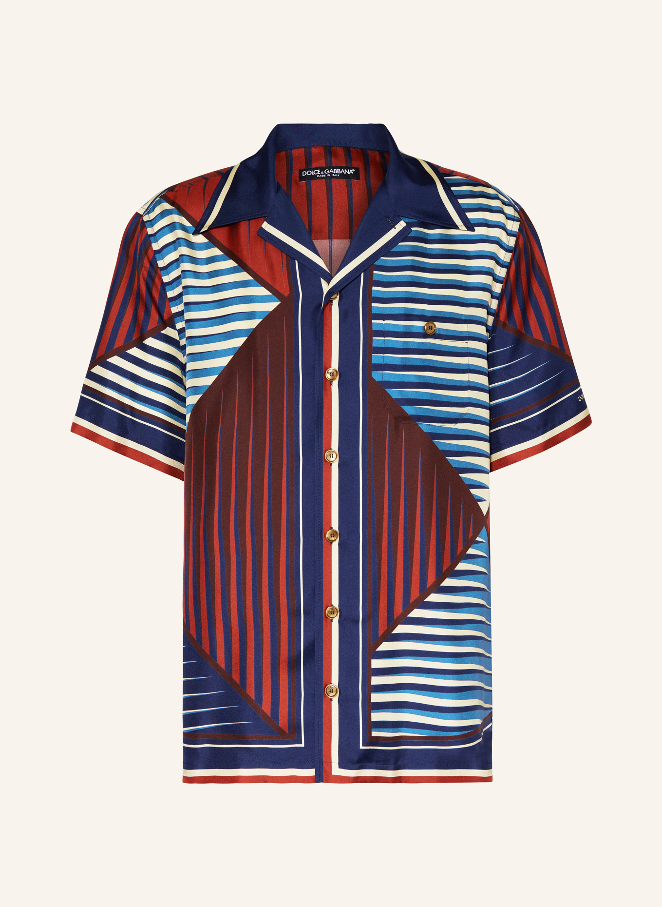 DOLCE & GABBANA Resort shirt comfort fit in silk, Color: BLUE/ DARK RED/ RED (Image 1)