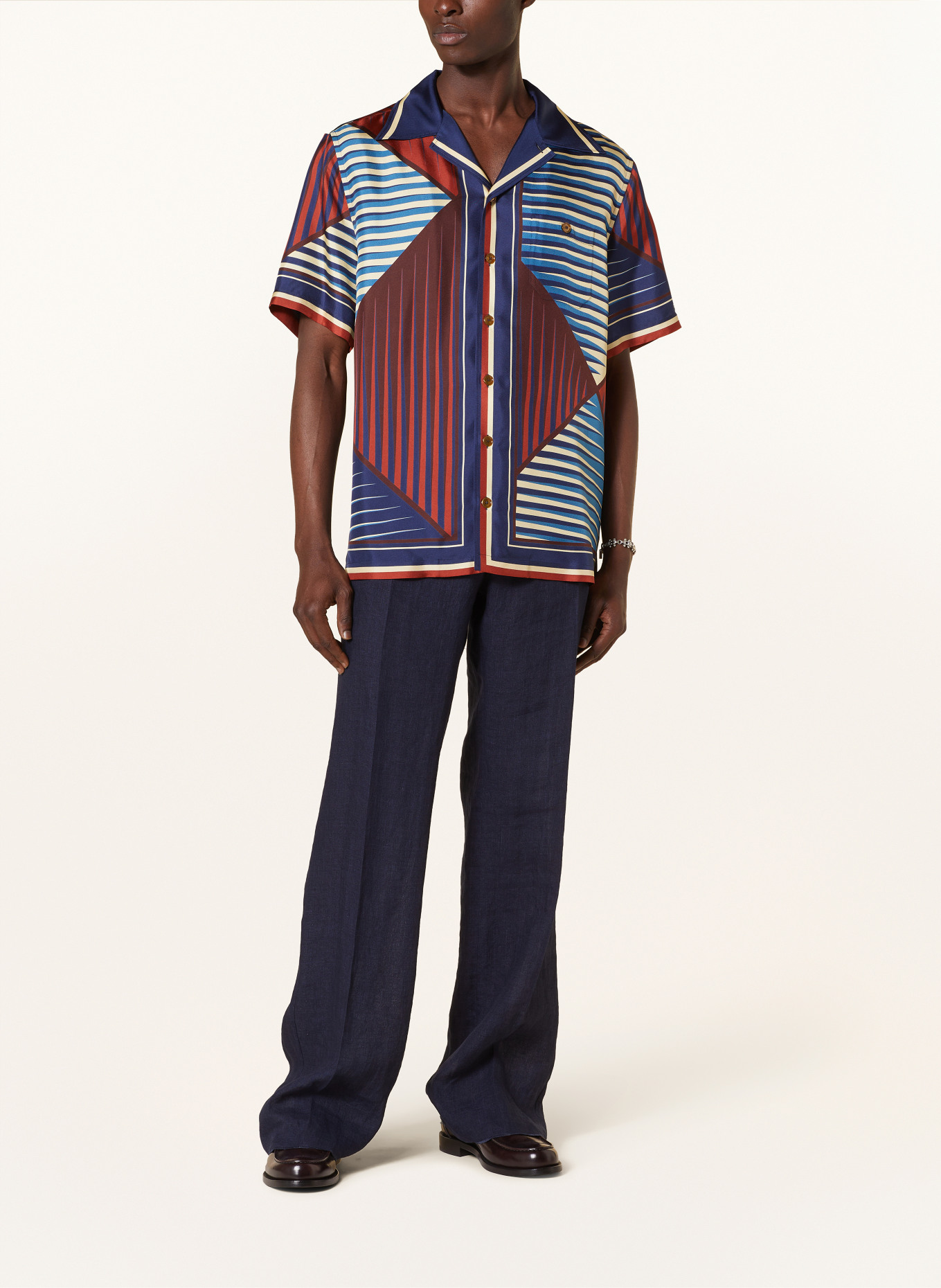 DOLCE & GABBANA Resort shirt comfort fit in silk, Color: BLUE/ DARK RED/ RED (Image 2)