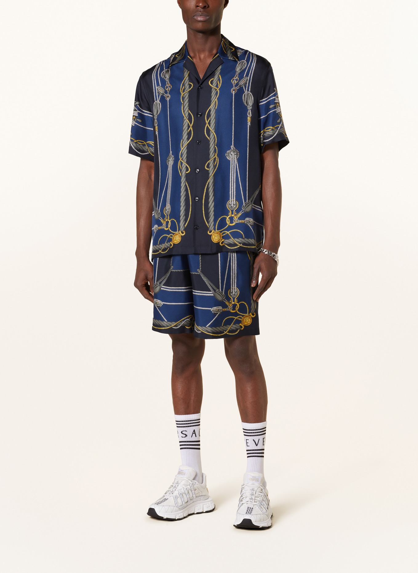 VERSACE Resort shirt in silk comfort fit, Color: BLUE/ YELLOW/ TAUPE (Image 2)