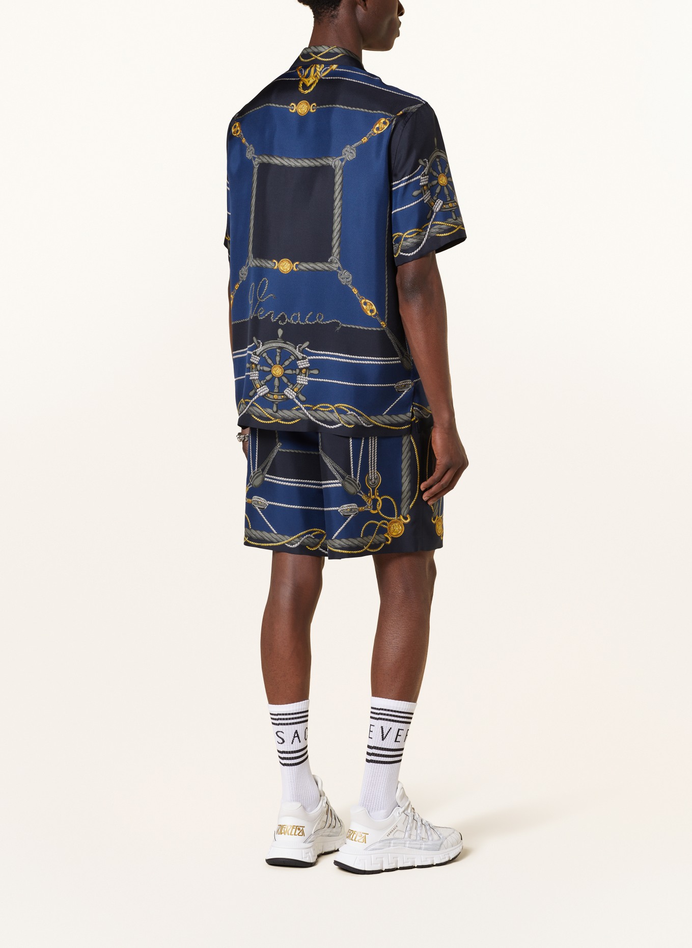 VERSACE Resort shirt in silk comfort fit, Color: BLUE/ YELLOW/ TAUPE (Image 3)