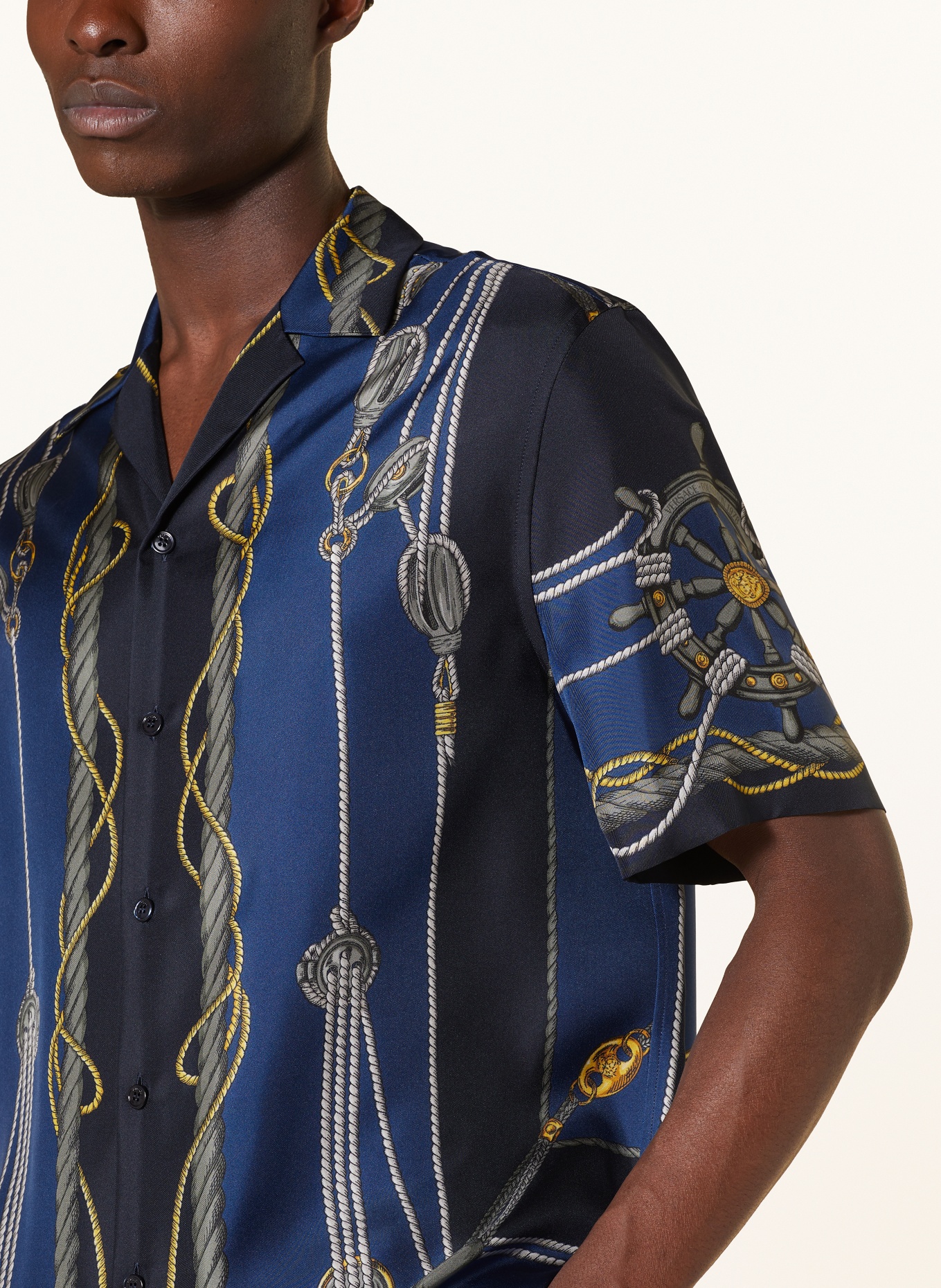 VERSACE Resort shirt in silk comfort fit, Color: BLUE/ YELLOW/ TAUPE (Image 4)
