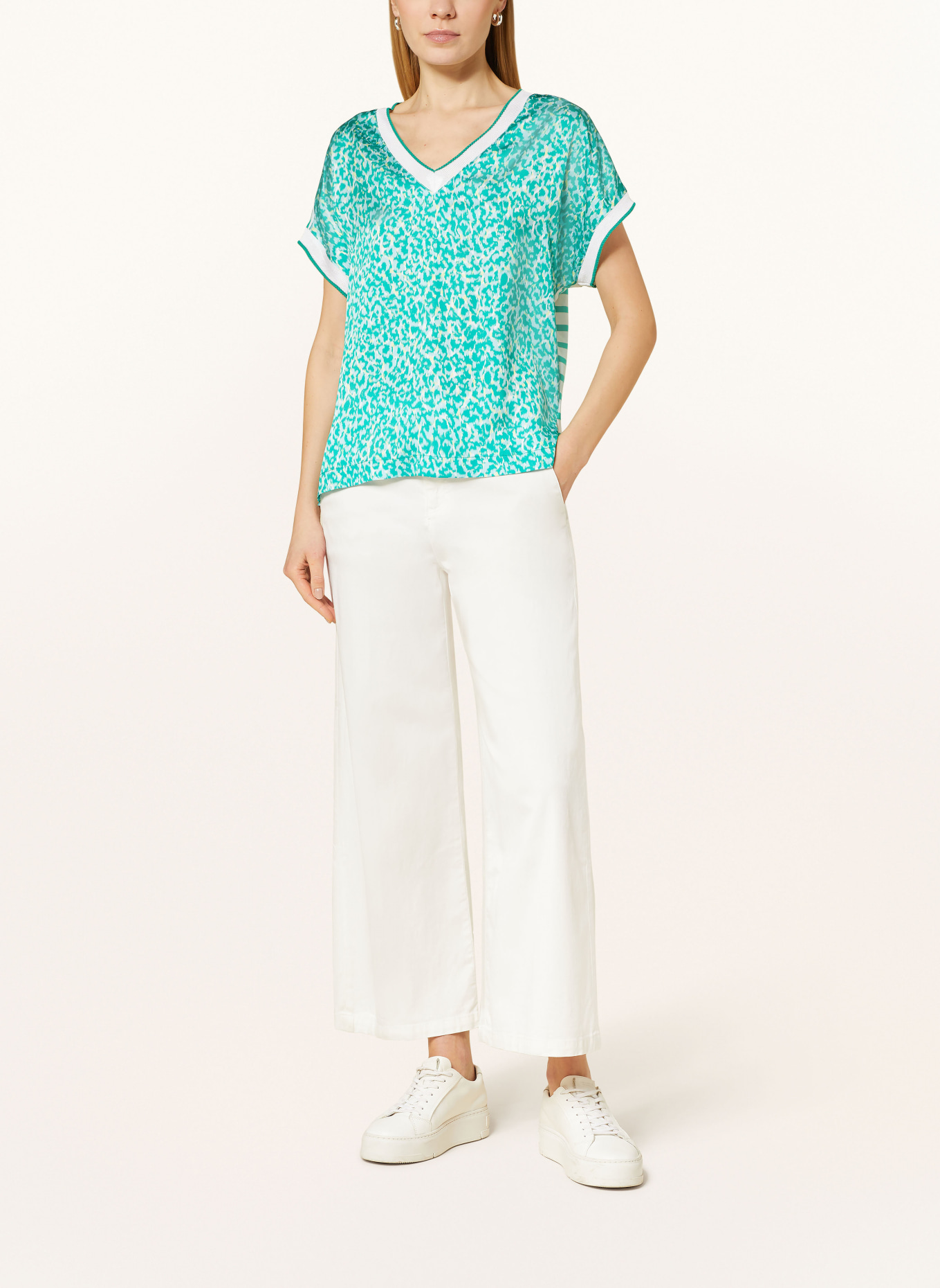 comma casual identity Shirt blouse, Color: GREEN/ WHITE/ YELLOW (Image 2)