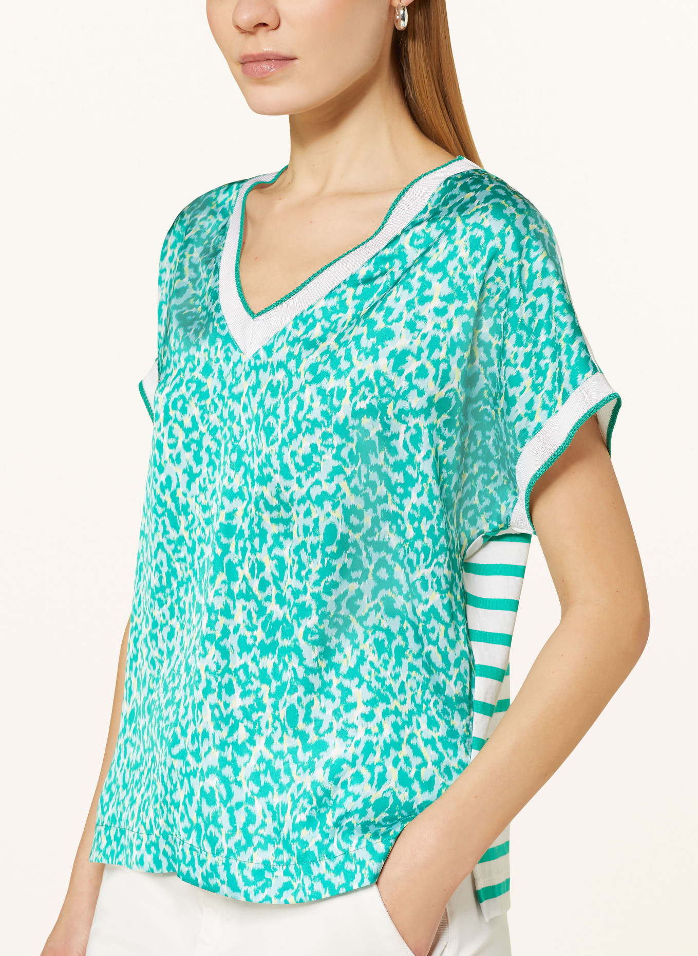 comma casual identity Shirt blouse, Color: GREEN/ WHITE/ YELLOW (Image 4)