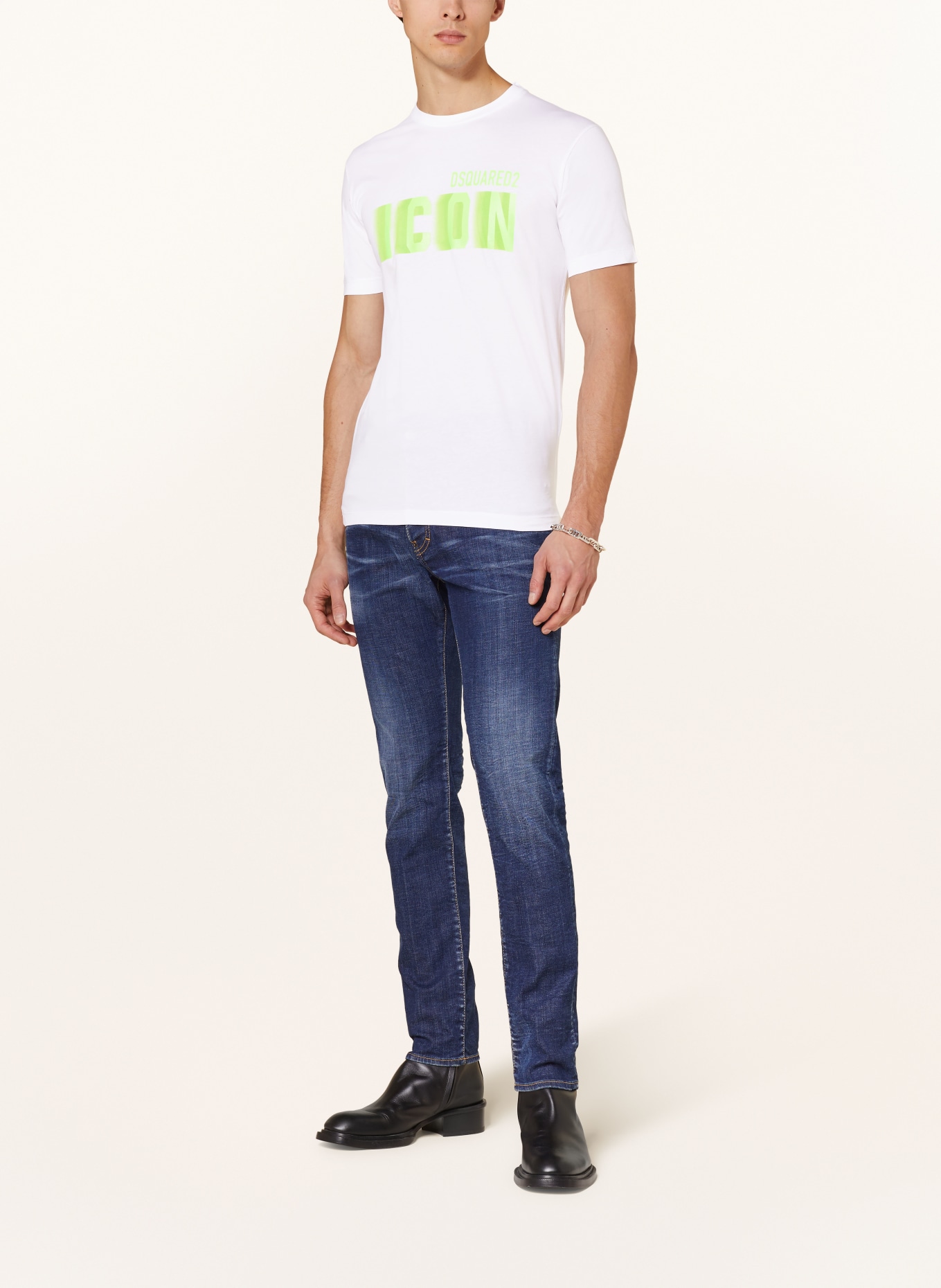 DSQUARED2 T-shirt ICON, Color: WHITE/ NEON GREEN (Image 2)