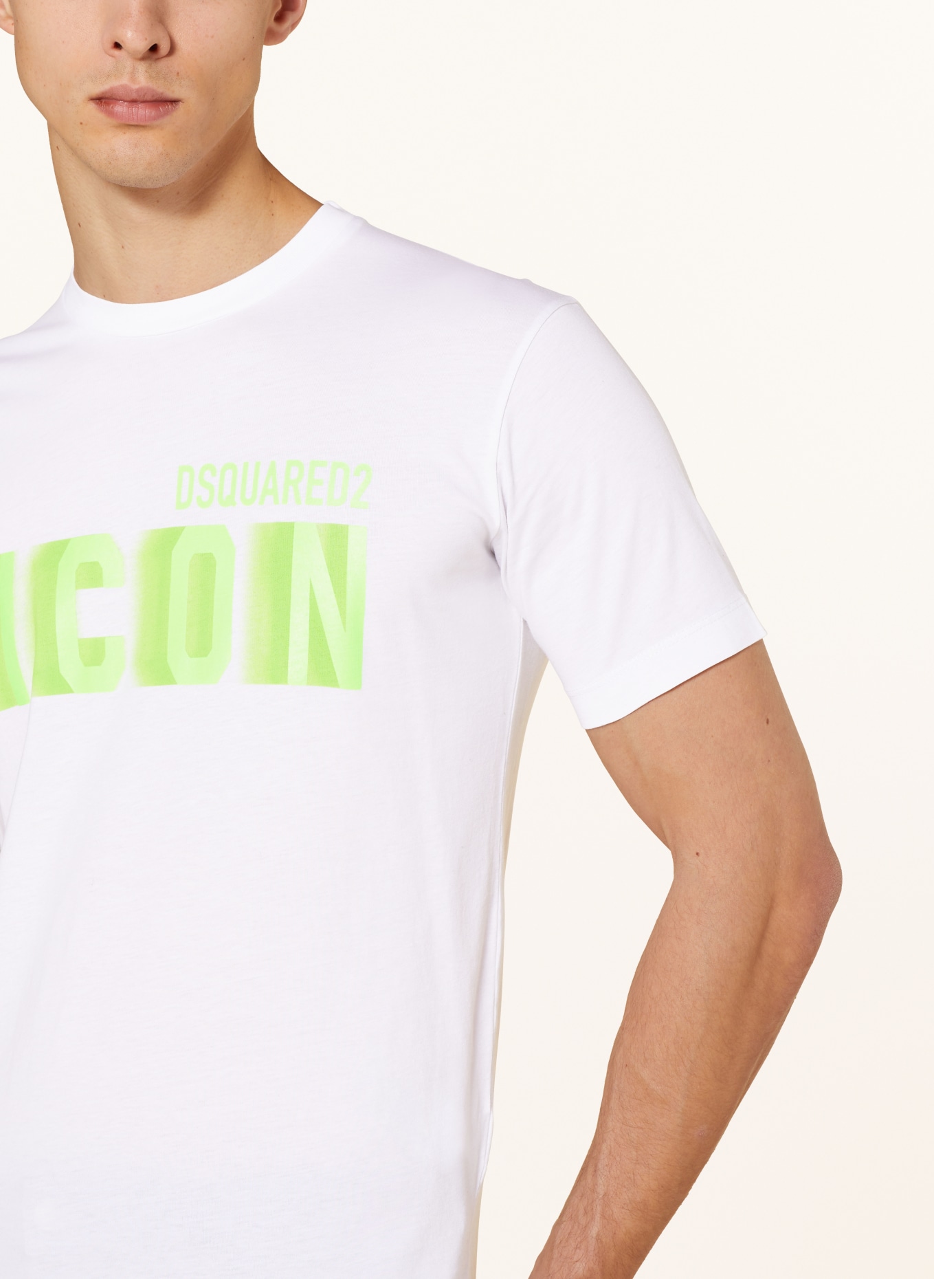 DSQUARED2 T-shirt ICON, Color: WHITE/ NEON GREEN (Image 4)