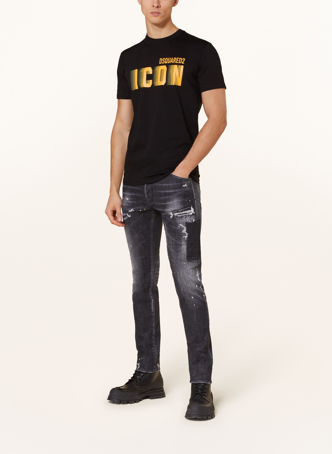 DSQUARED2 T-Shirt ICON, Farbe: SCHWARZ/ ORANGE (Bild 2)