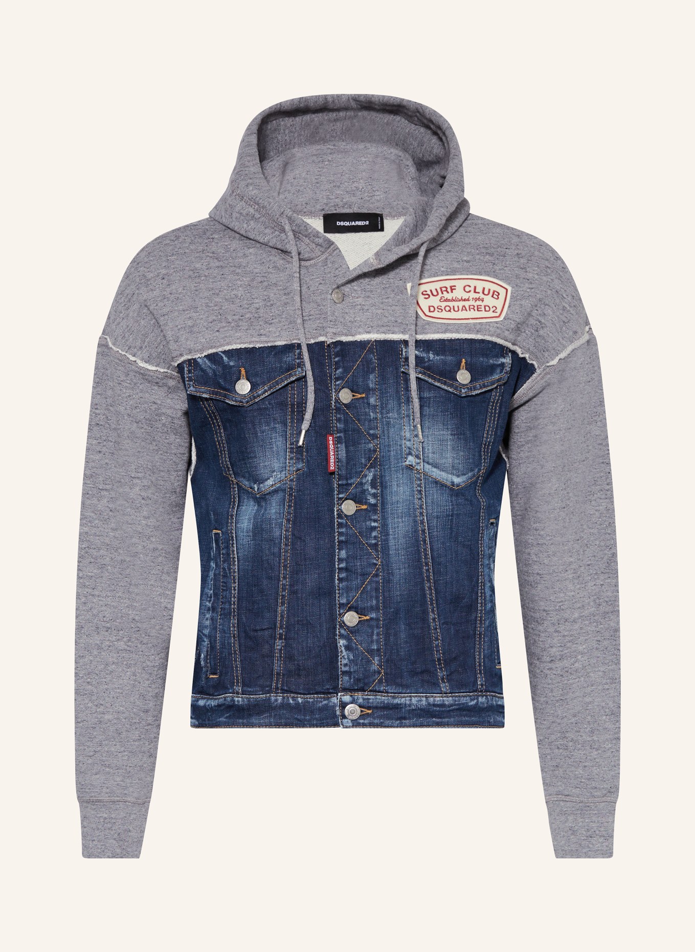 DSQUARED2 Denim jacket in mixed materials, Color: GRAY/ BLUE (Image 1)