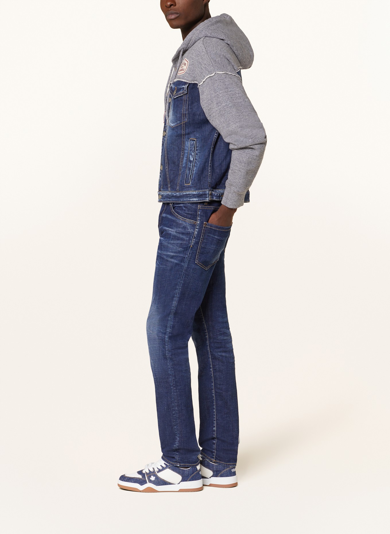 DSQUARED2 Kurtka jeansowa z mieszanki materiałów, Kolor: SZARY/ NIEBIESKI (Obrazek 4)