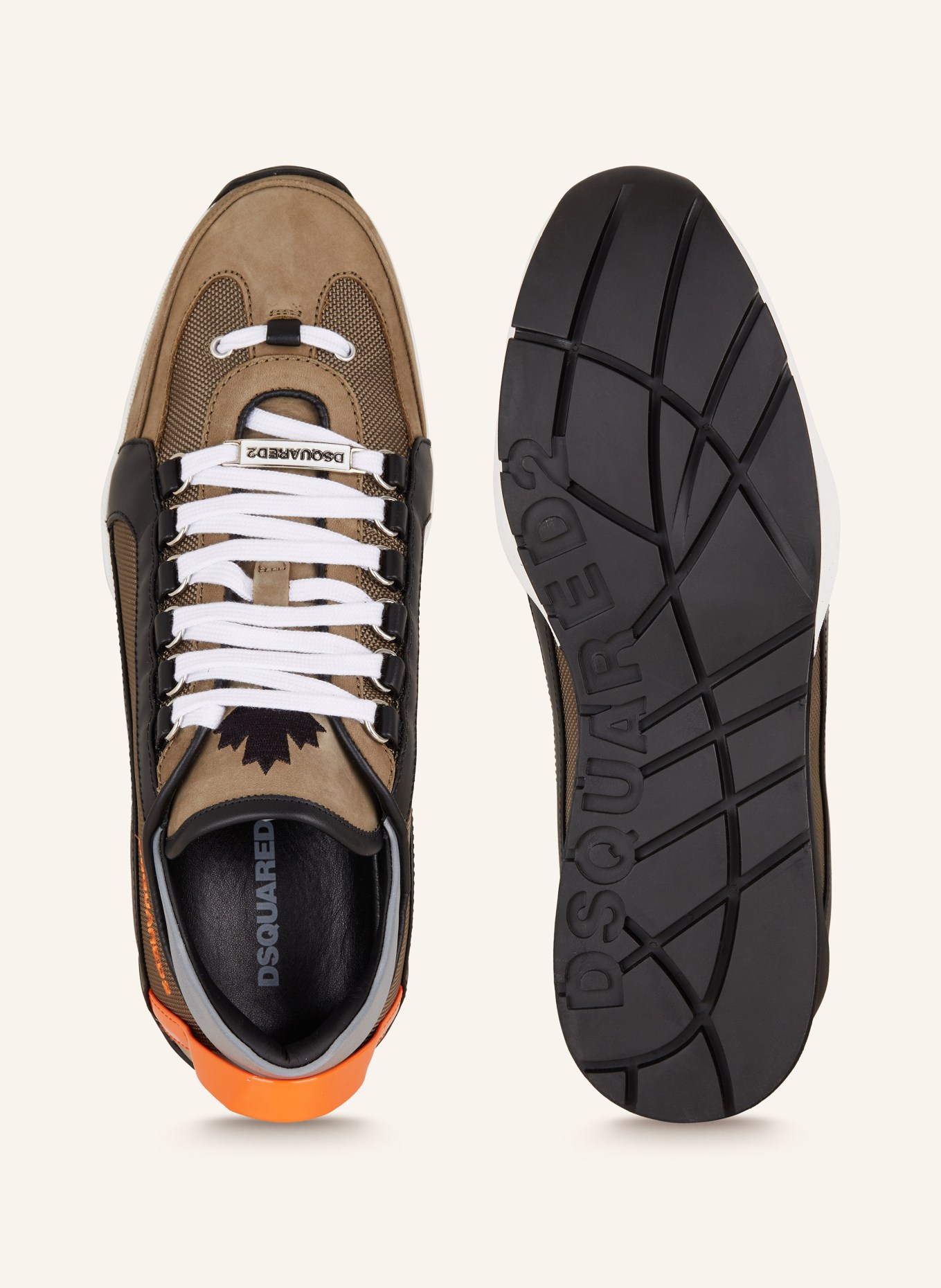 DSQUARED2 Sneaker LEGENDARY, Farbe: KHAKI/ SCHWARZ/ NEONORANGE (Bild 5)