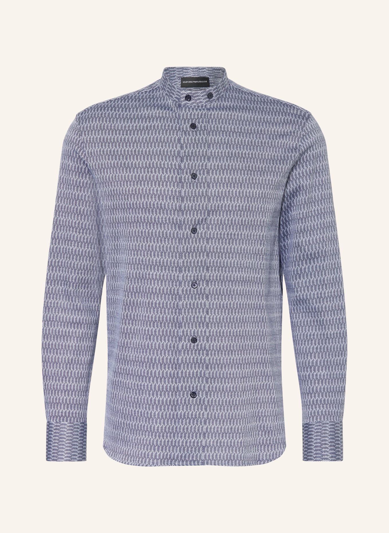 EMPORIO ARMANI Shirt regular fit with stand-up collar, Color: DARK BLUE/ WHITE (Image 1)