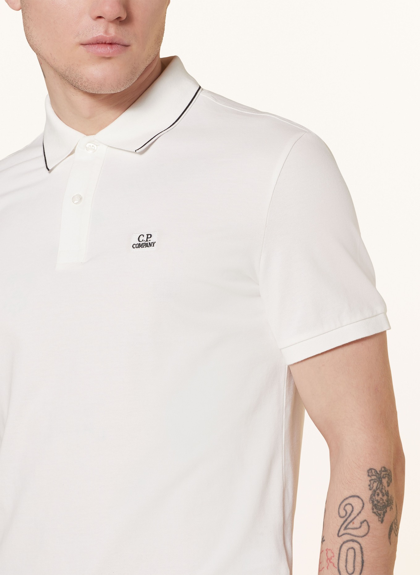 C.P. COMPANY Piqué-Poloshirt Regular Fit, Farbe: WEISS (Bild 4)