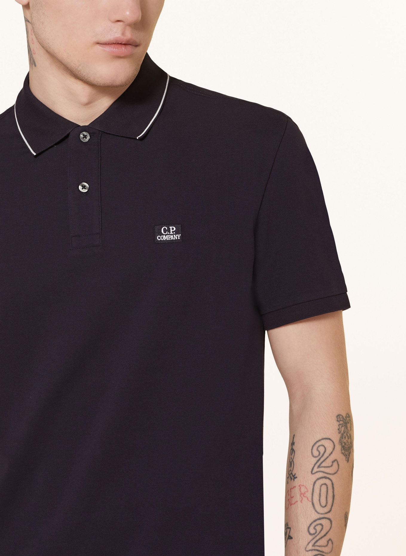 C.P. COMPANY Piqué polo shirt regular fit, Color: DARK BLUE (Image 4)