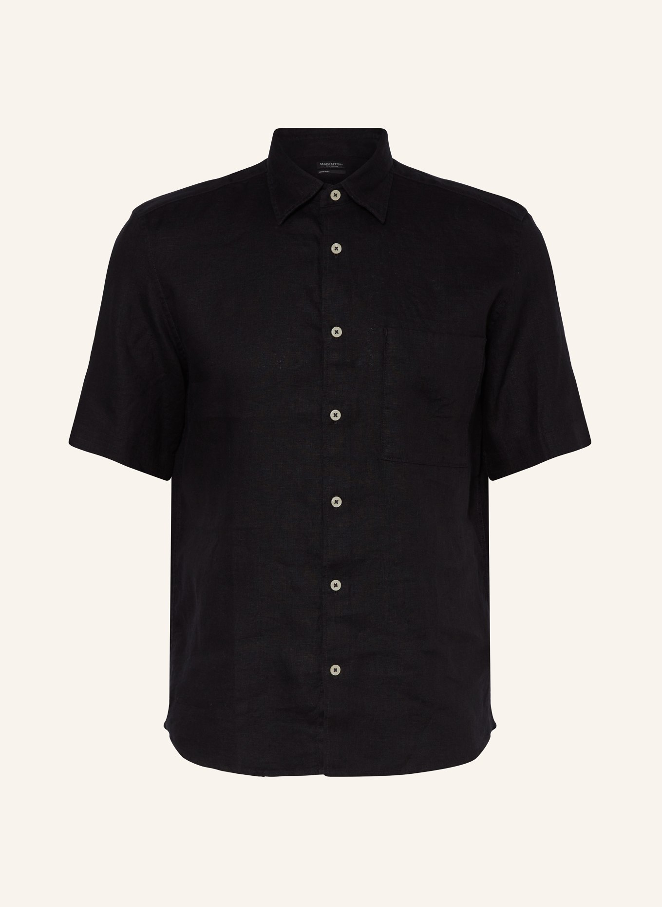 Marc O'Polo Short sleeve shirt regular fit made of linen, Color: BLACK (Image 1)