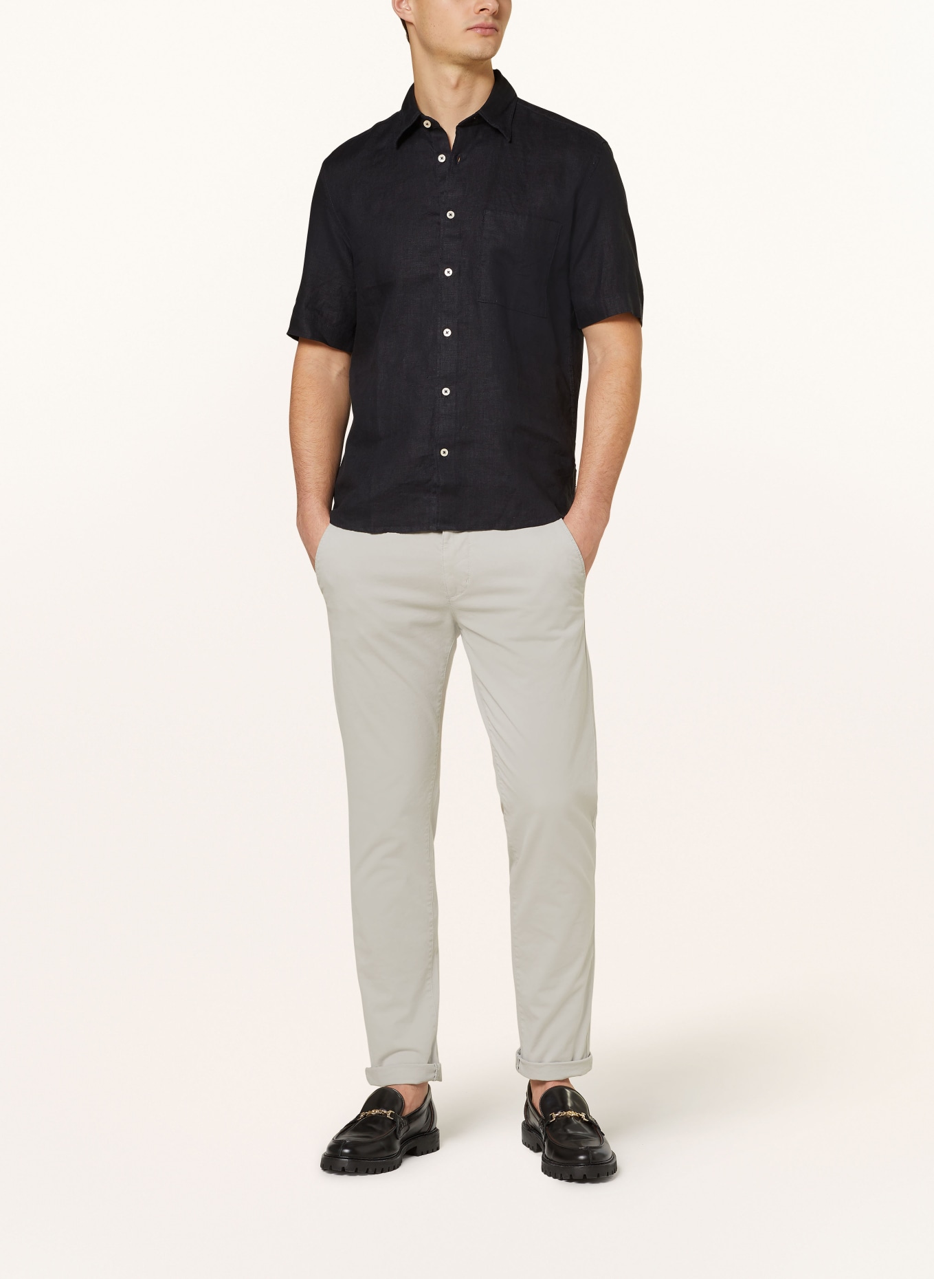 Marc O'Polo Short sleeve shirt regular fit made of linen, Color: BLACK (Image 2)