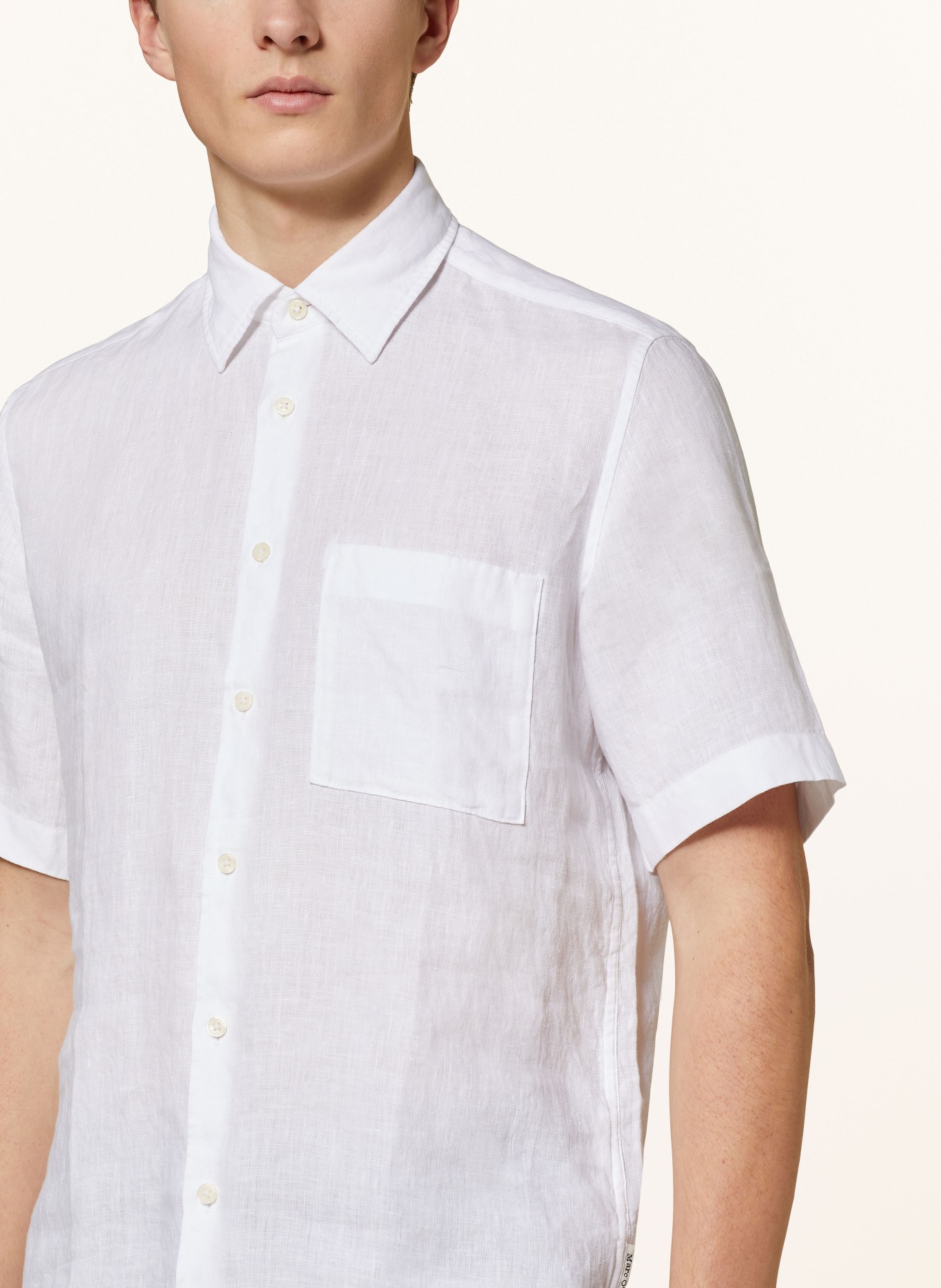 Marc O'Polo Short sleeve shirt regular fit made of linen, Color: WHITE (Image 4)