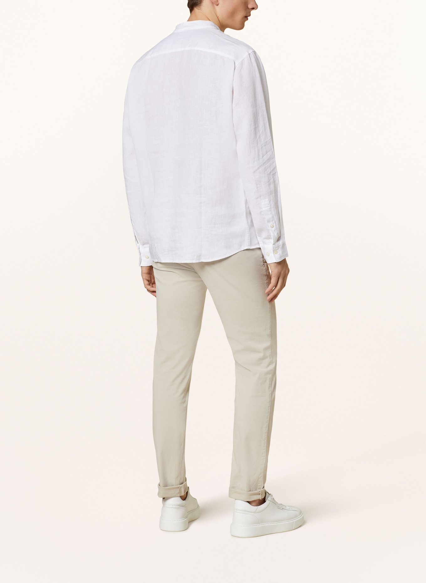 Marc O'Polo Linen shirt regular fit with stand-up collar, Color: WHITE (Image 3)