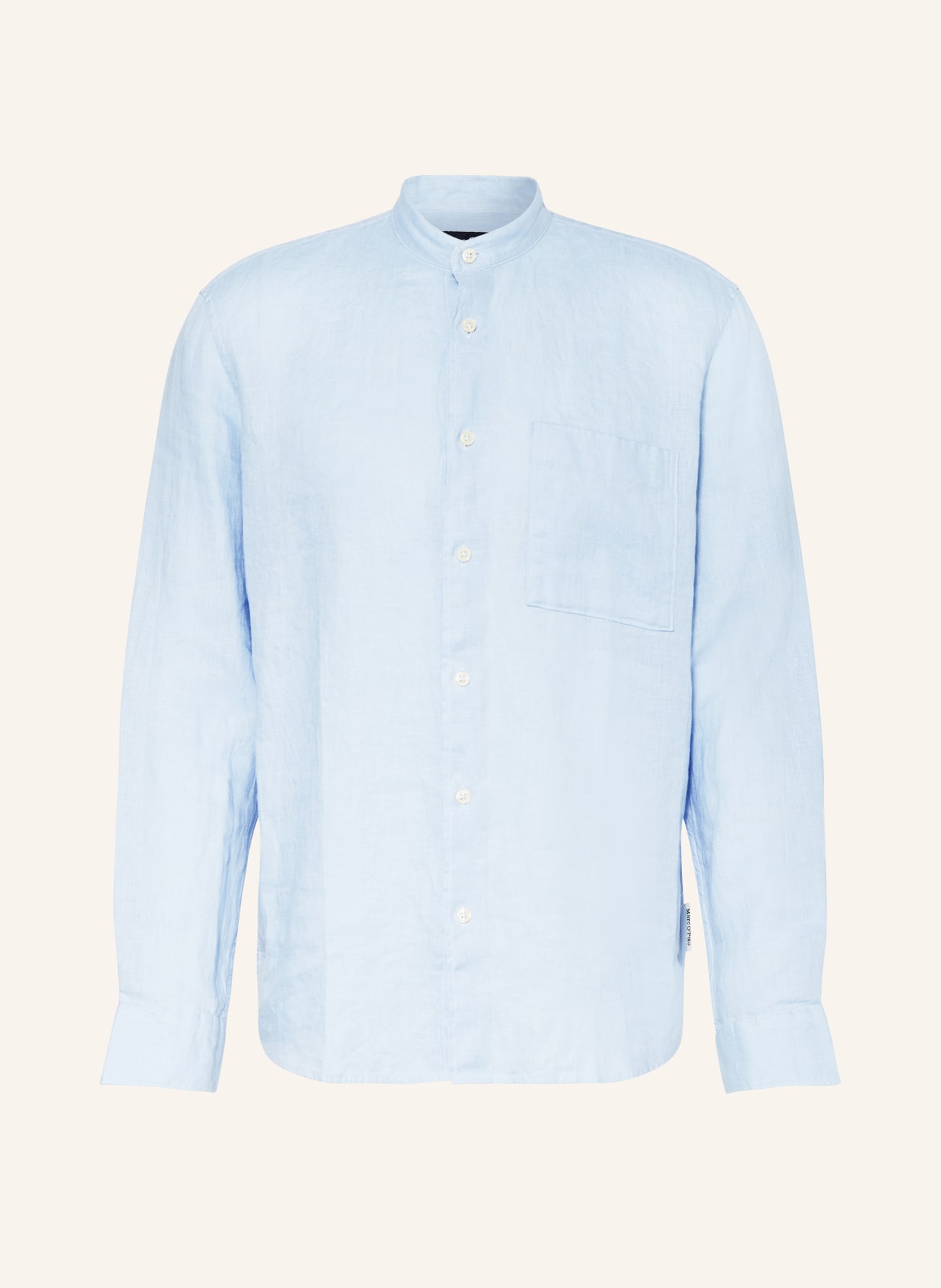 Marc O'Polo Linen shirt regular fit with stand-up collar, Color: LIGHT BLUE (Image 1)