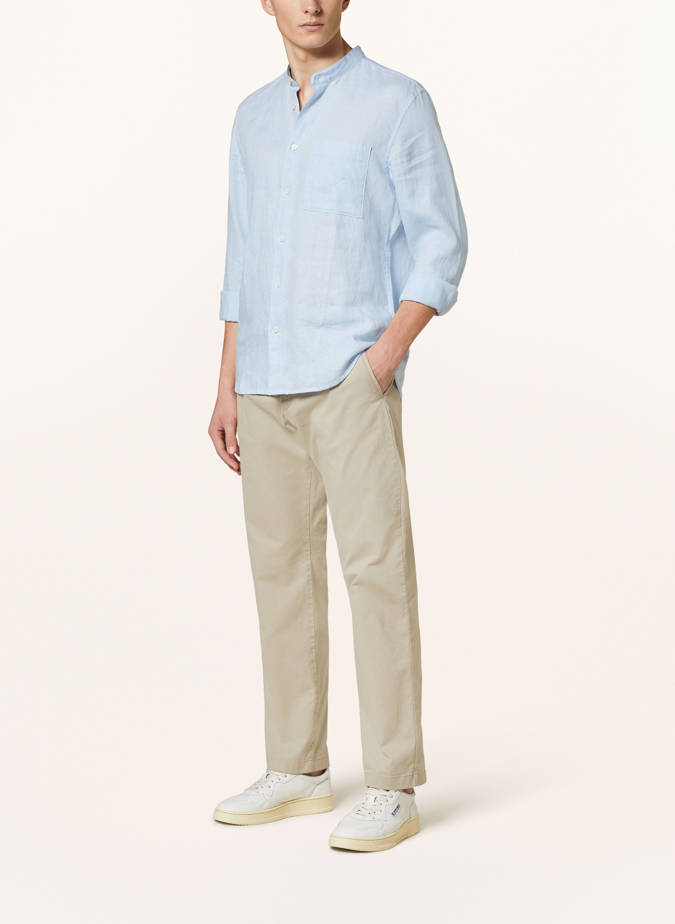 Marc O'Polo Linen shirt regular fit with stand-up collar, Color: LIGHT BLUE (Image 2)