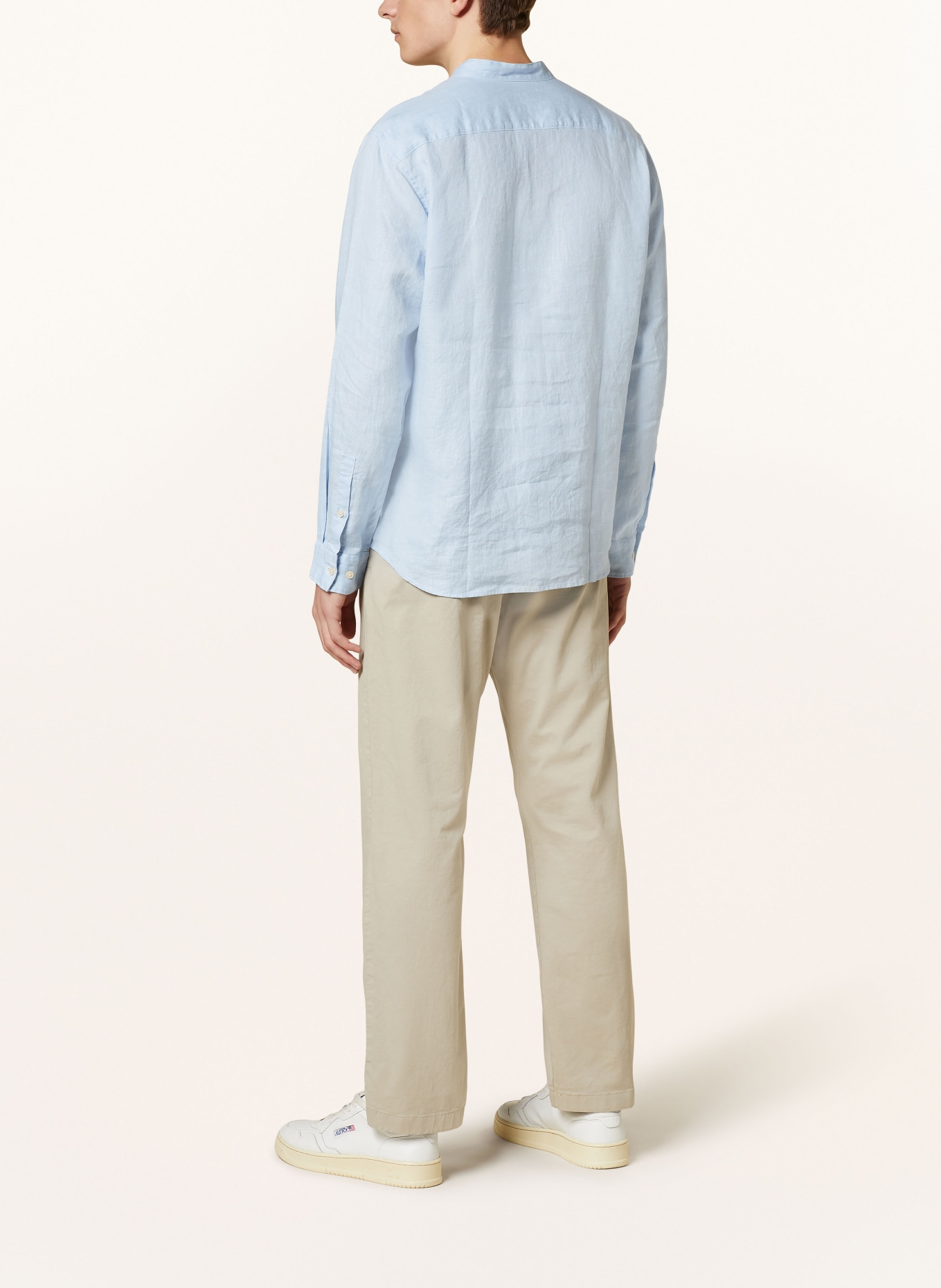 Marc O'Polo Linen shirt regular fit with stand-up collar, Color: LIGHT BLUE (Image 3)