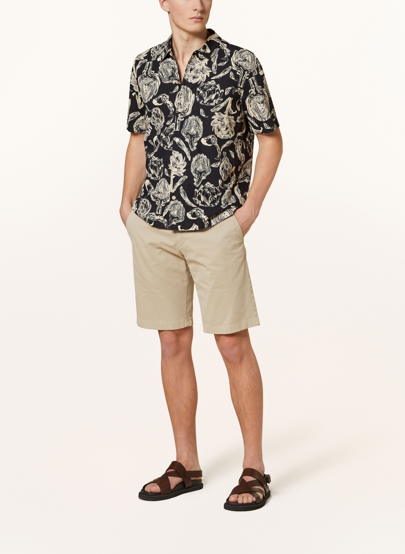 Marc O'Polo Short sleeve shirt regular fit, Color: BLACK/ CREAM (Image 2)