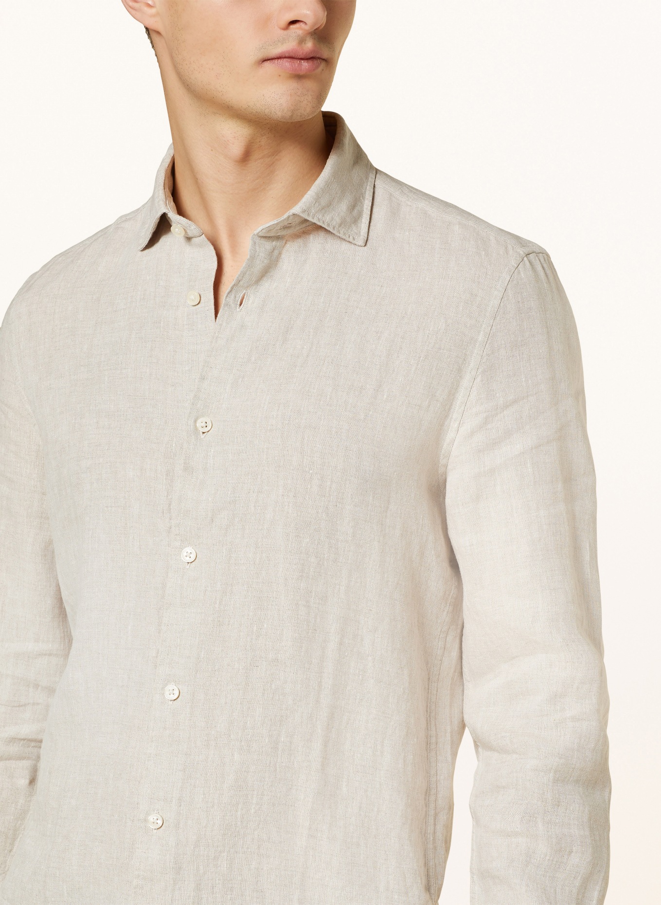 Marc O'Polo Linen shirt shaped fit, Color: C70 multi/ oak (Image 4)