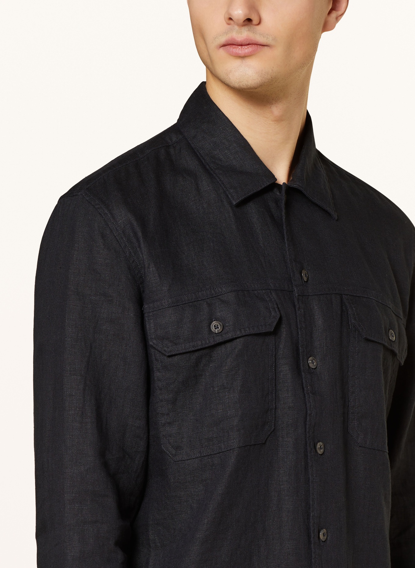 Marc O'Polo Linen shirt regular fit, Color: BLACK (Image 4)