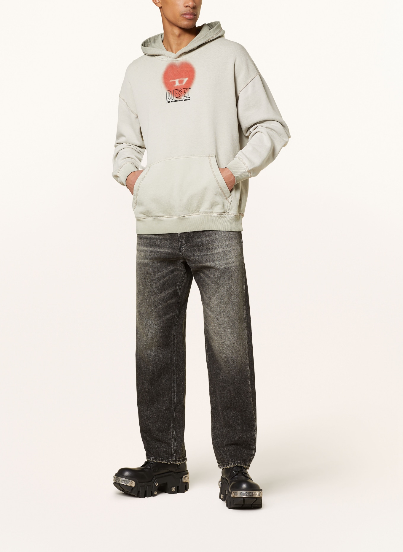 DIESEL Oversized-Sweatshirt, Farbe: BEIGE/ ROT/ SCHWARZ (Bild 2)