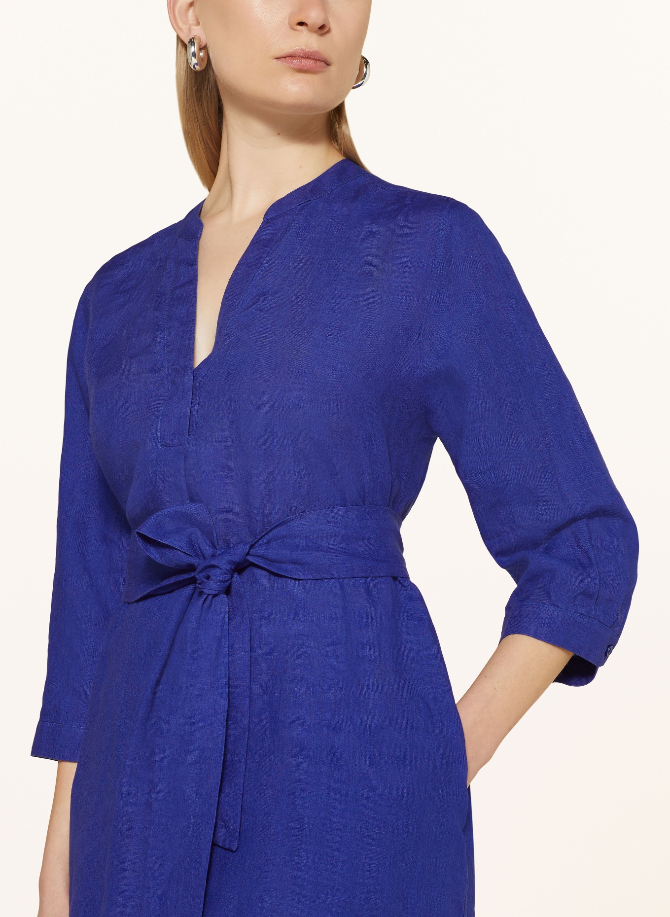 seidensticker Linen dress with 3/4 sleeves, Color: BLUE (Image 4)