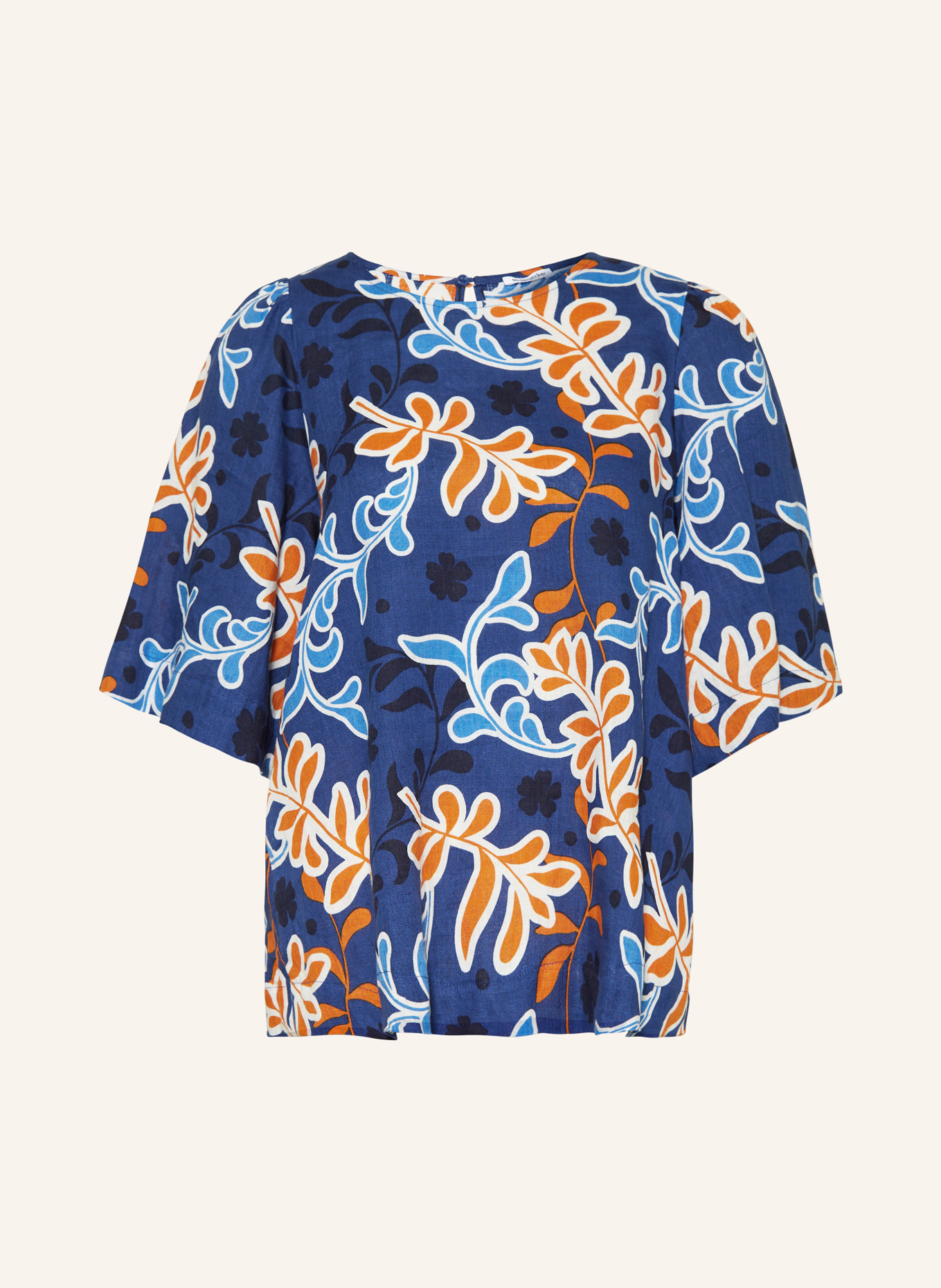 seidensticker Blusenshirt aus Leinen, Farbe: BLAU/ WEISS/ ORANGE (Bild 1)