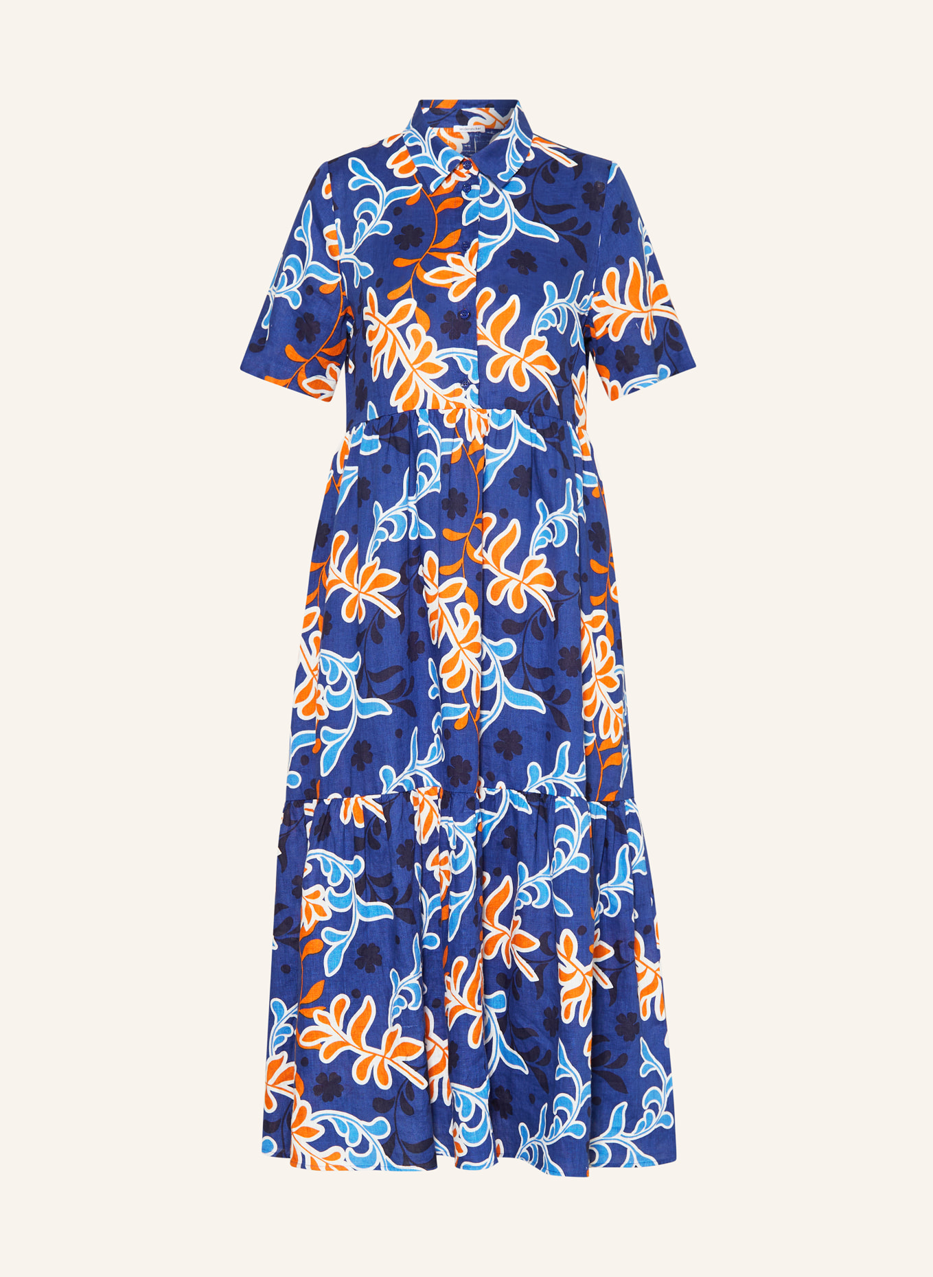 seidensticker Linen dress, Color: BLUE/ ORANGE/ WHITE (Image 1)
