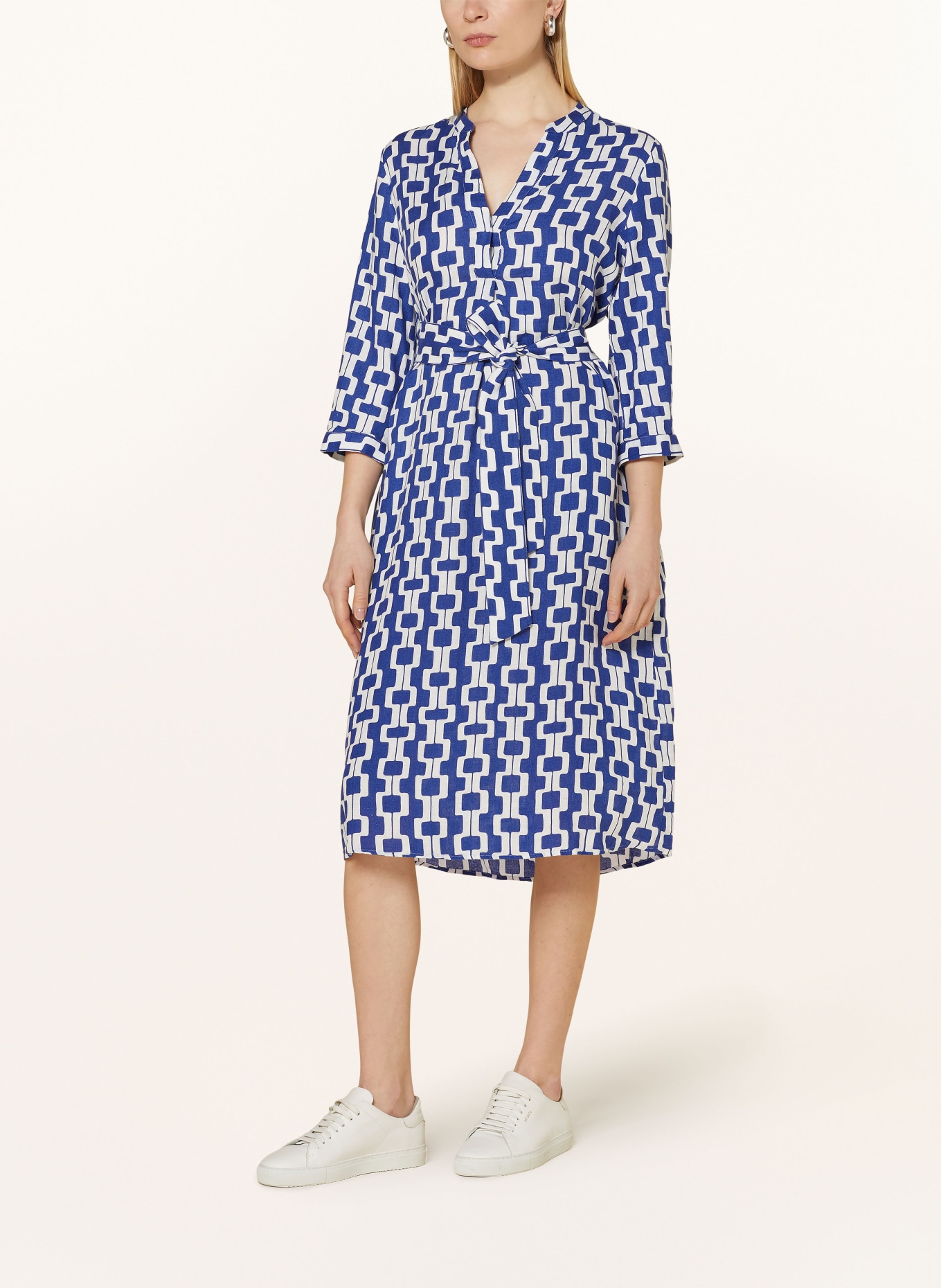seidensticker Linen dress with 3/4 sleeves, Color: BLUE/ WHITE (Image 2)