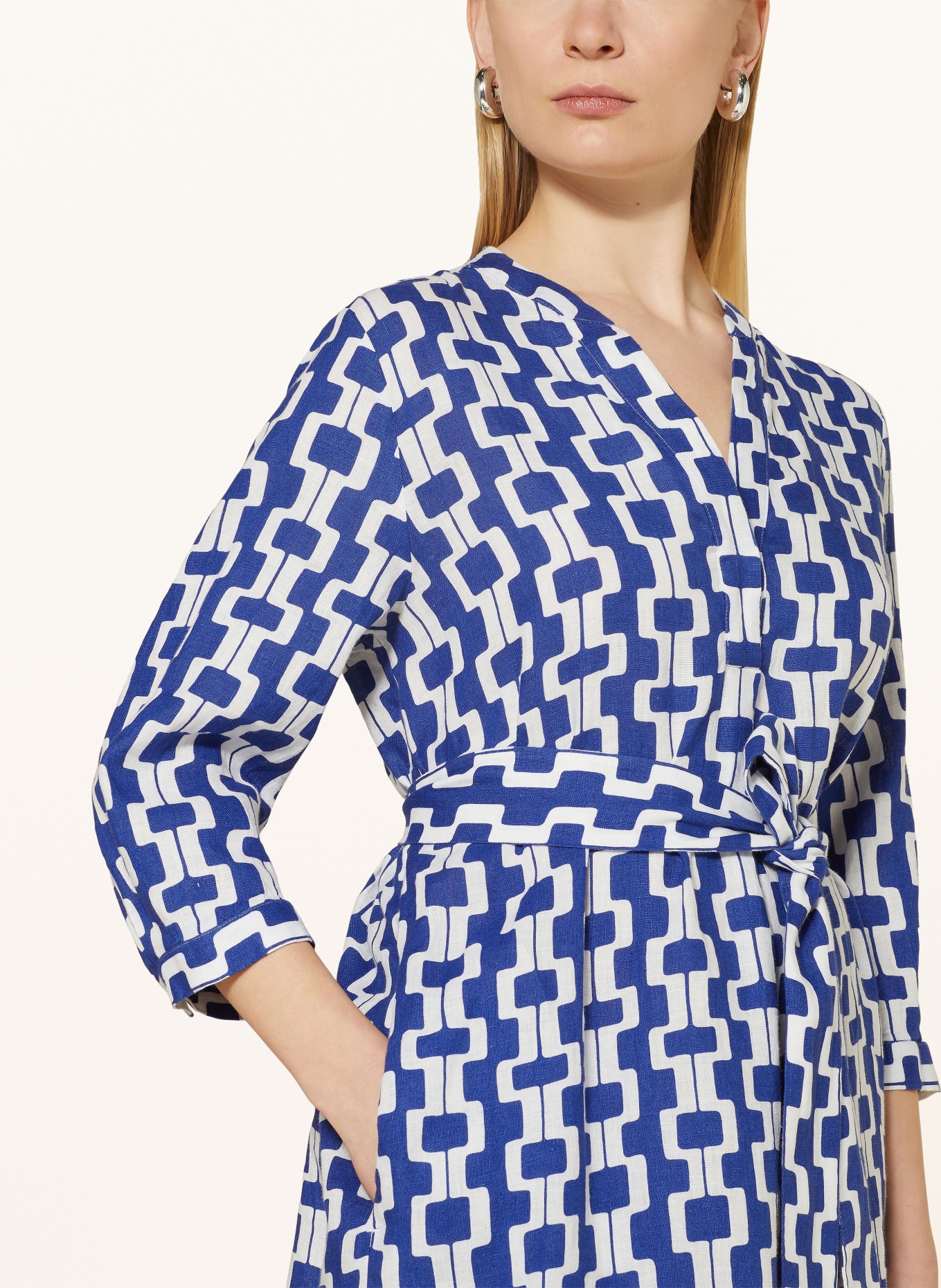 seidensticker Linen dress with 3/4 sleeves, Color: BLUE/ WHITE (Image 4)